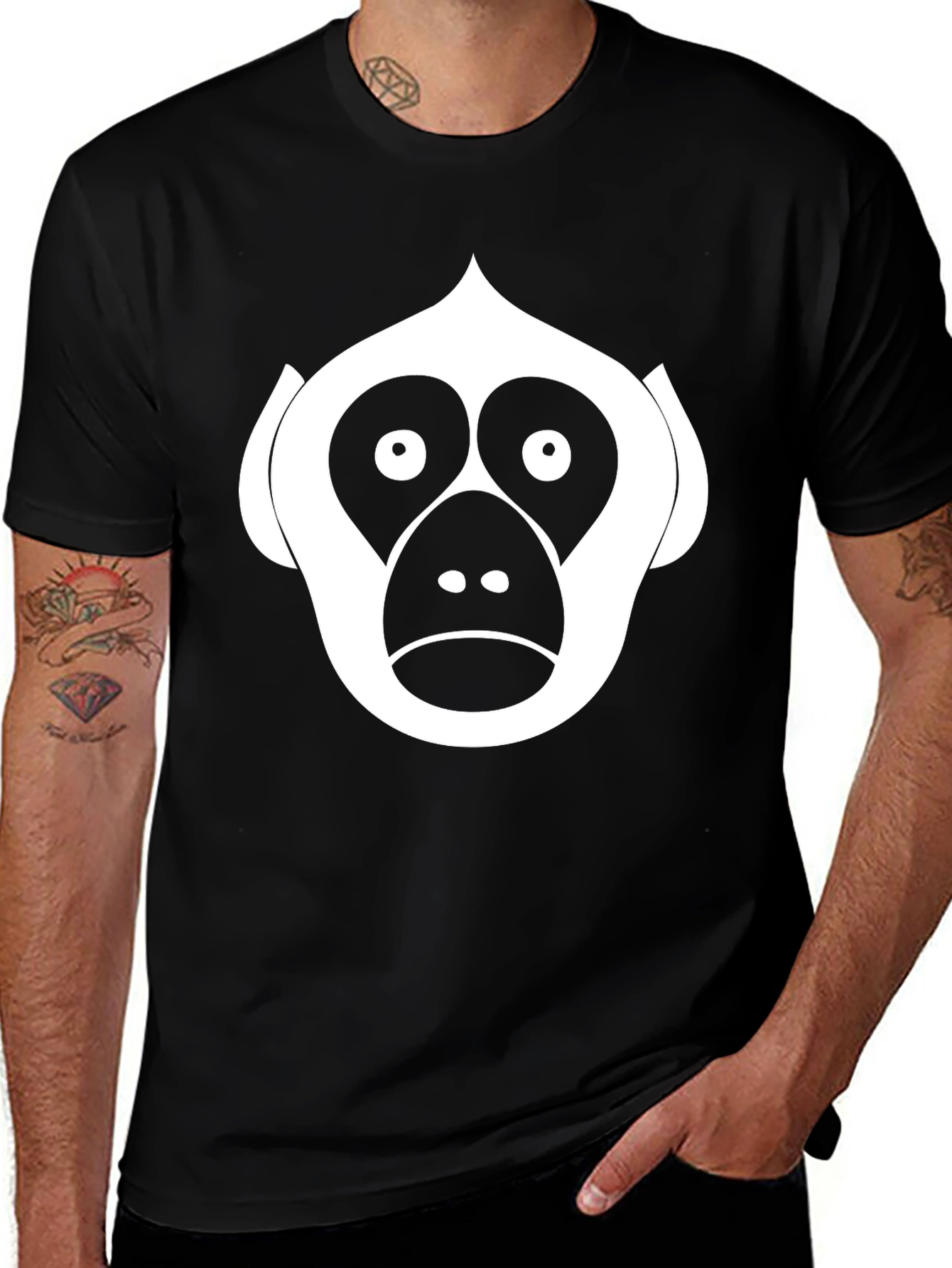 Monkey Face Graphic Tee - Black