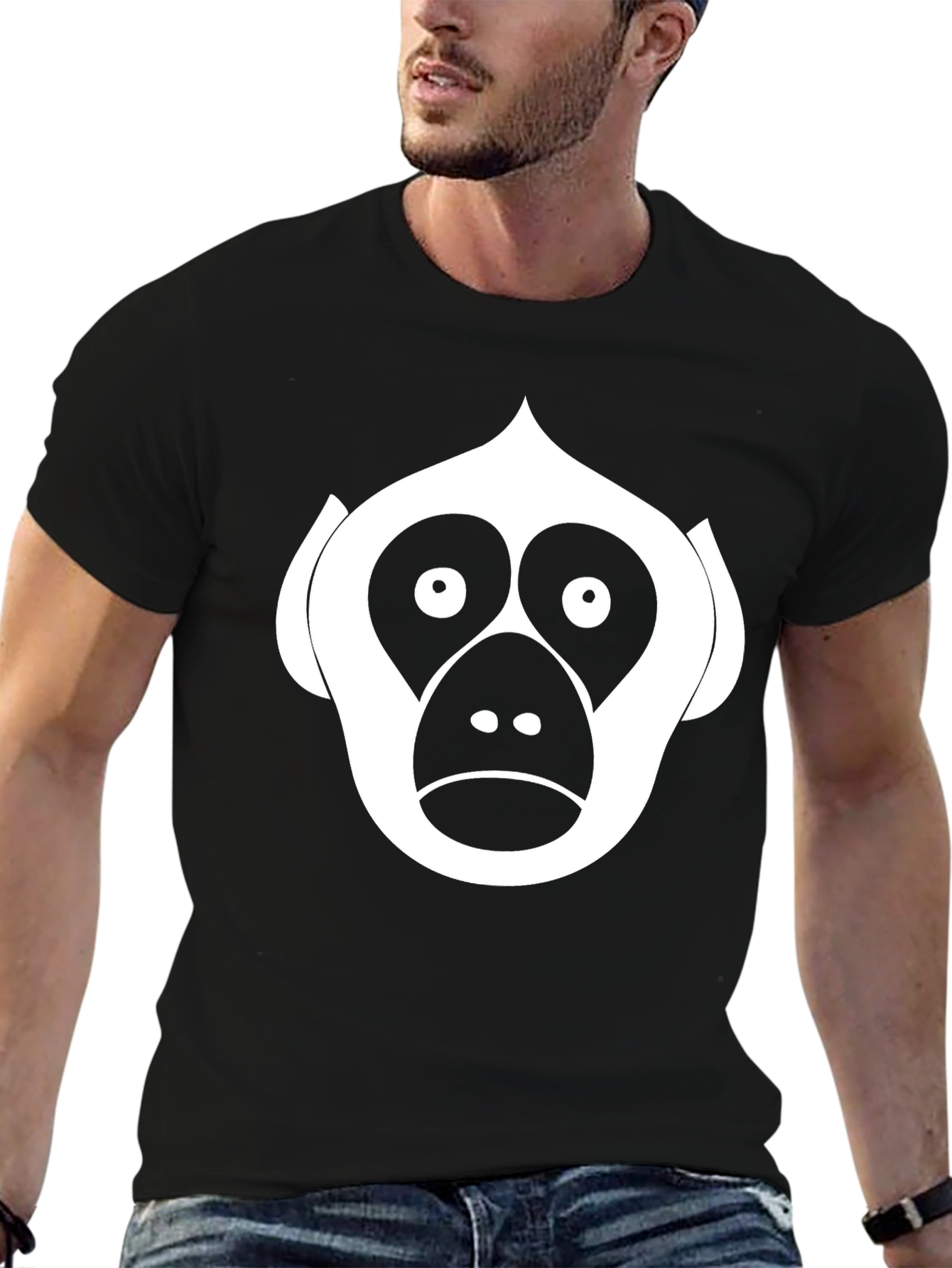 Monkey Face Graphic Tee - Black