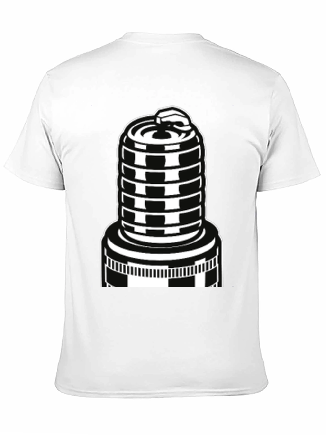 Black T-Shirt with Spark Plug Graphic