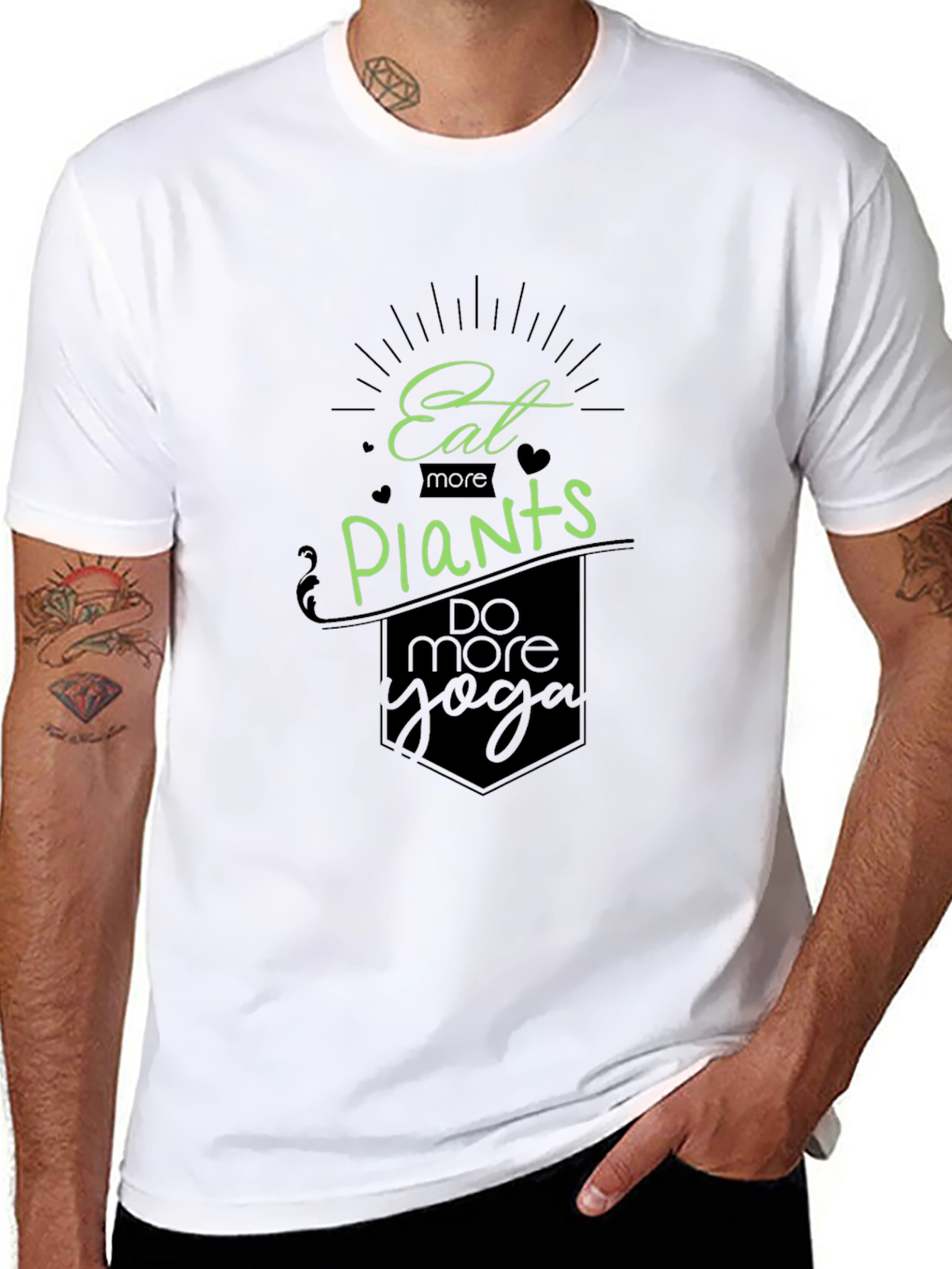 Eat Plants Do Yoga Black T-Shirt