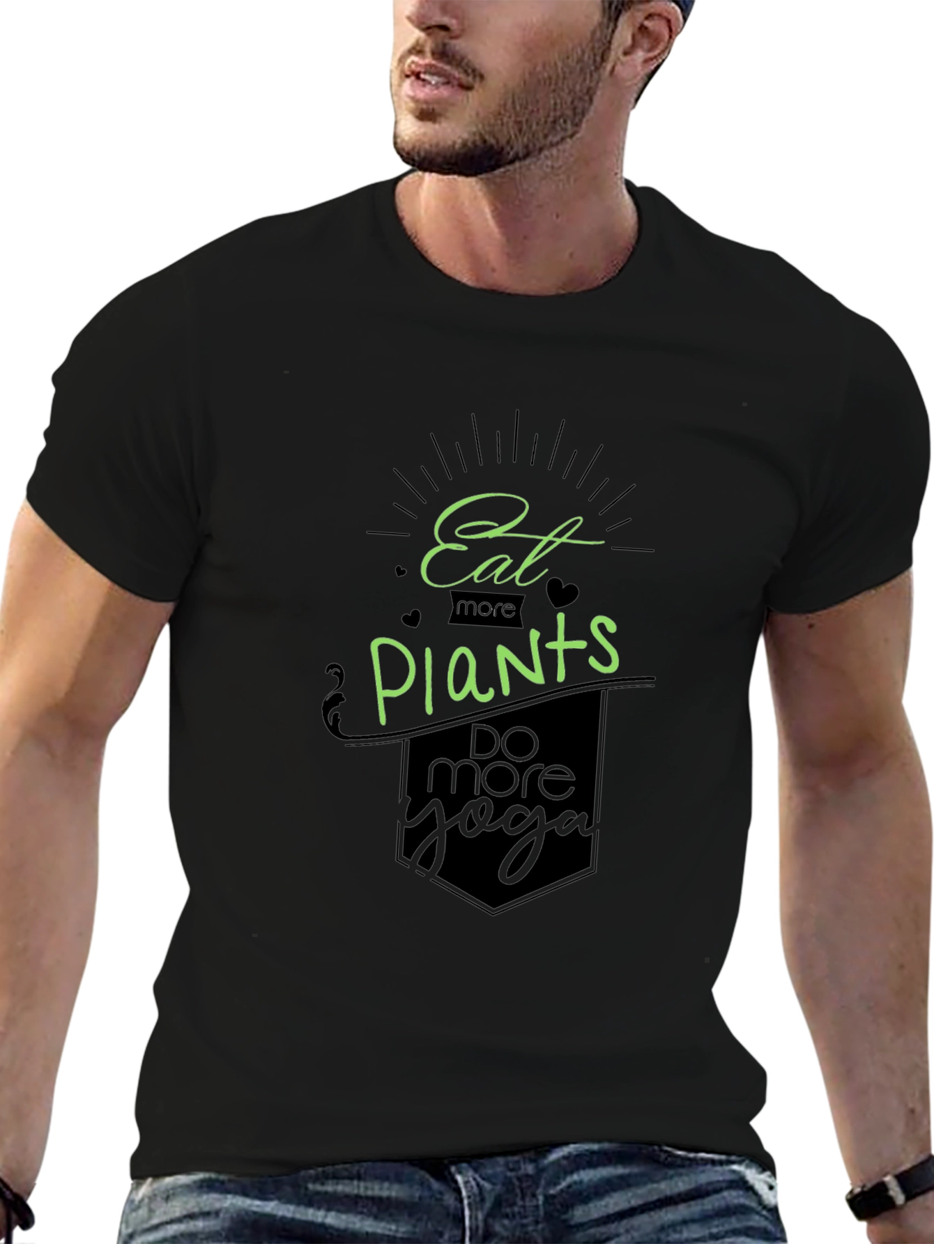 Eat Plants Do Yoga Black T-Shirt