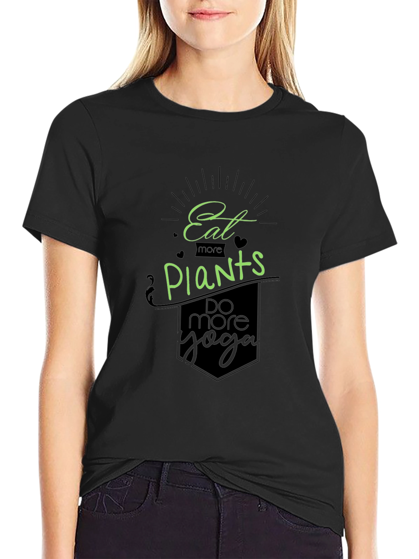 Eat Plants Do Yoga Black T-Shirt