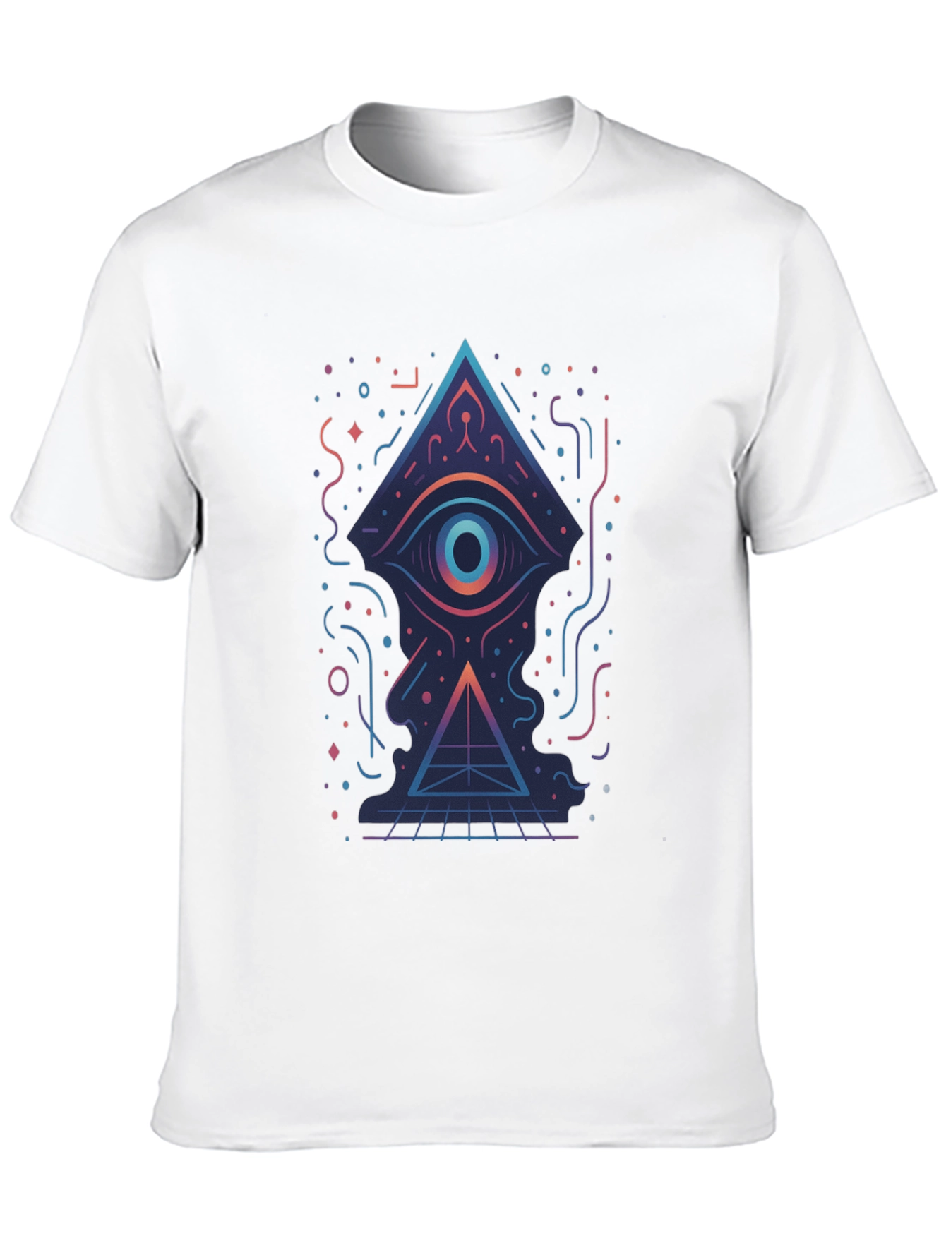 Geometric Eye Pyramid Graphic Tee - Black