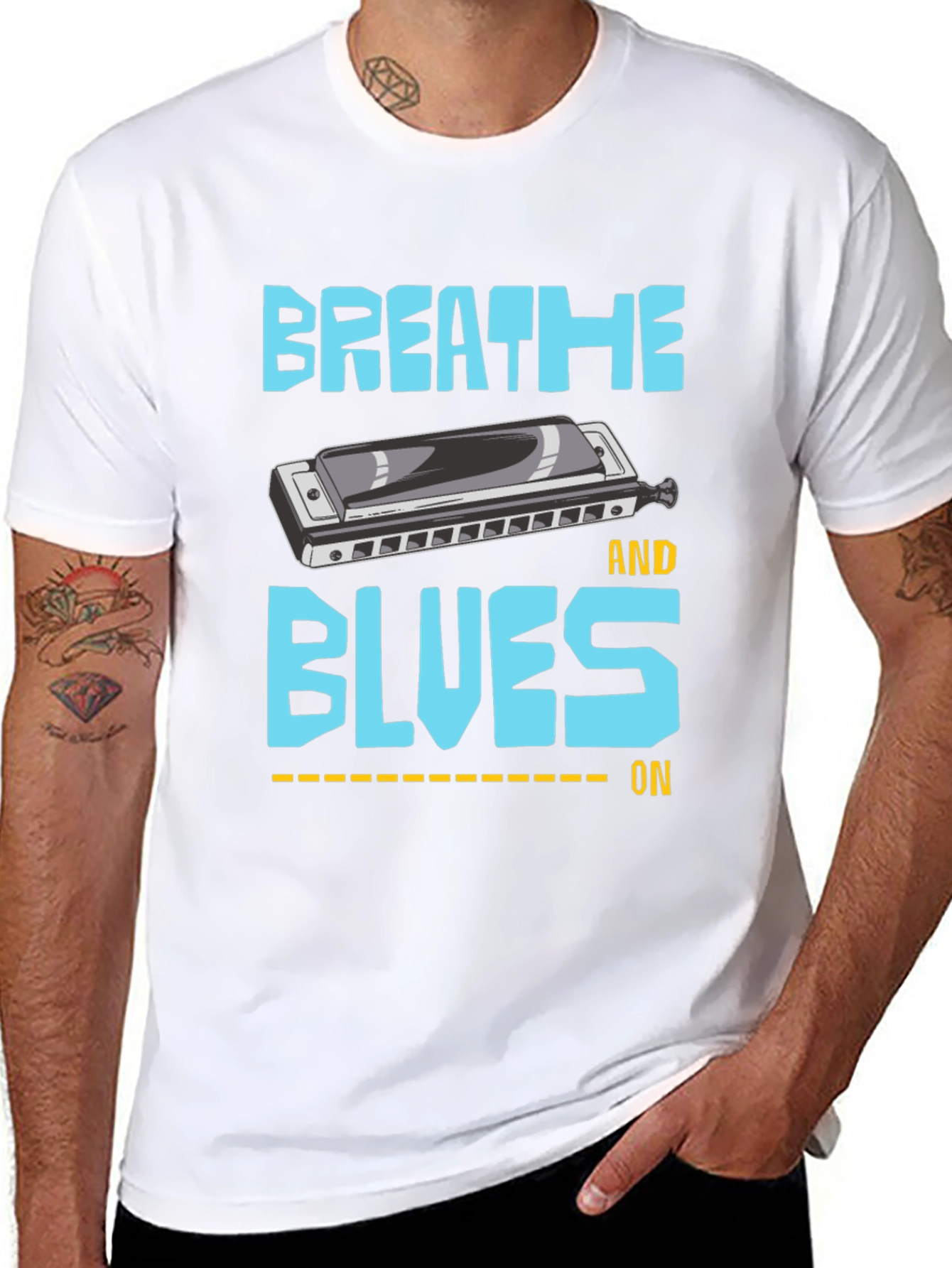 Breathe Blues Harmonica T-Shirt - Musical Tee