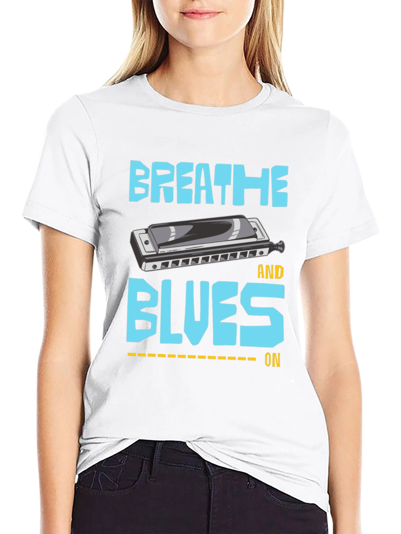 Breathe Blues Harmonica T-Shirt - Musical Tee