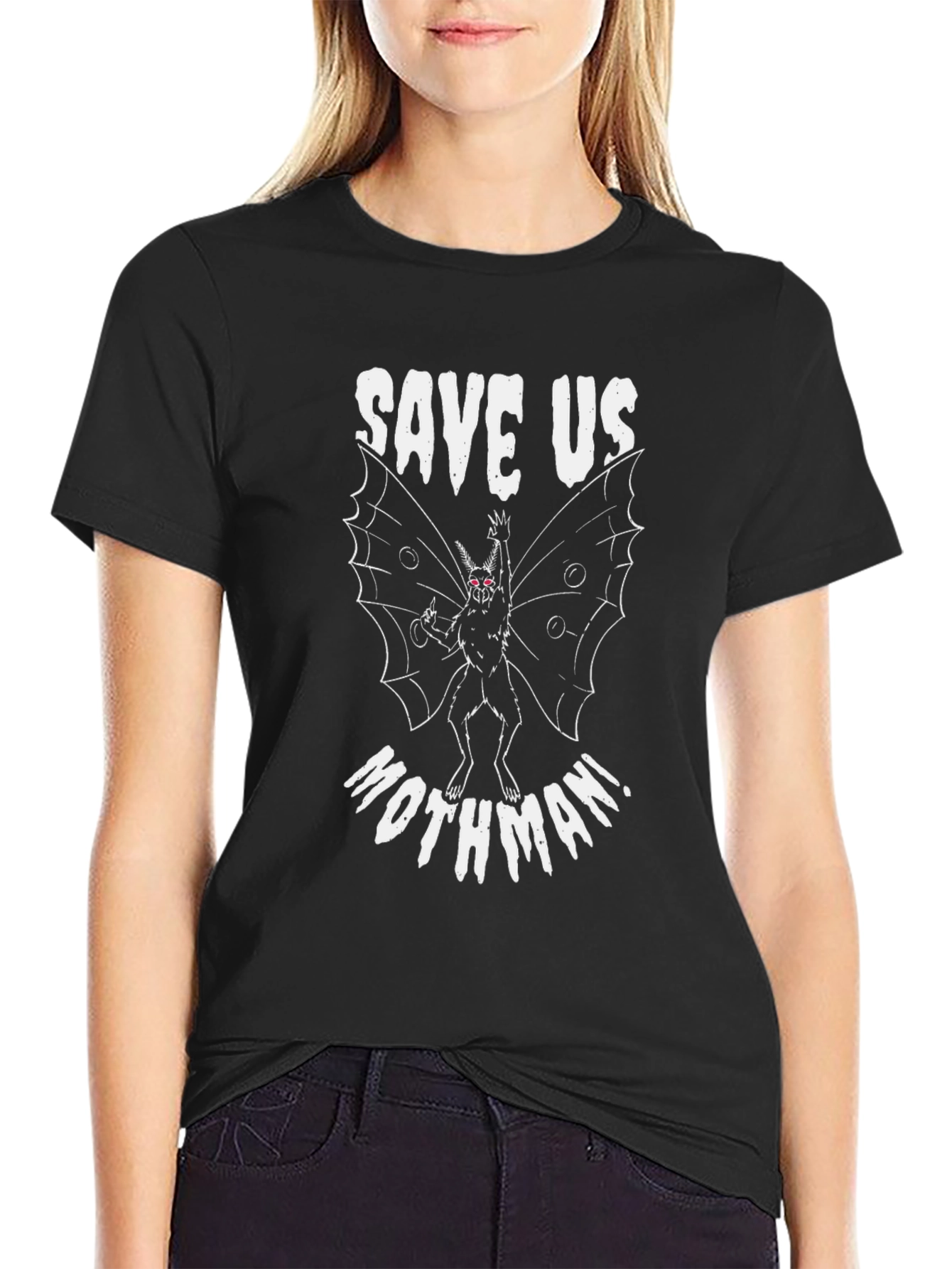Save Us Mothman T-Shirt - Black Graphic Tee