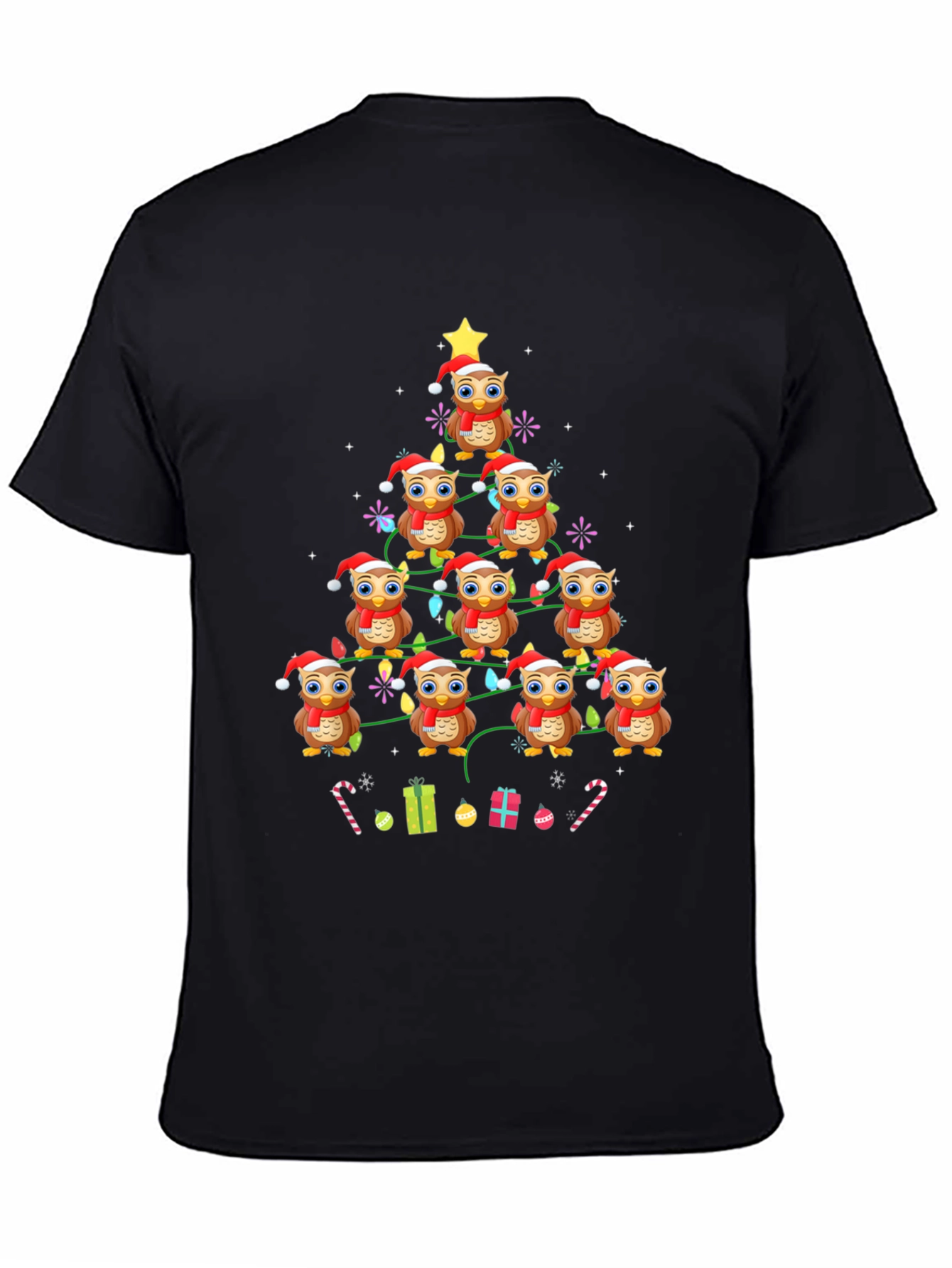 Owl Christmas Tree Graphic T-Shirt