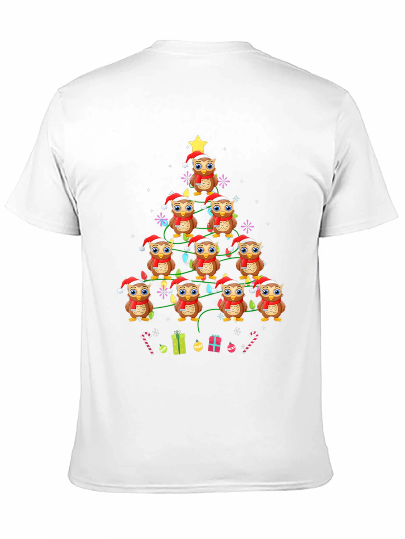Owl Christmas Tree Graphic T-Shirt