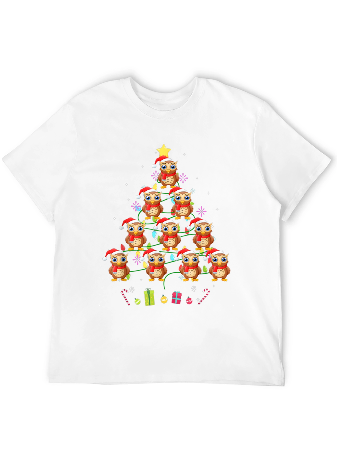 Owl Christmas Tree Graphic T-Shirt