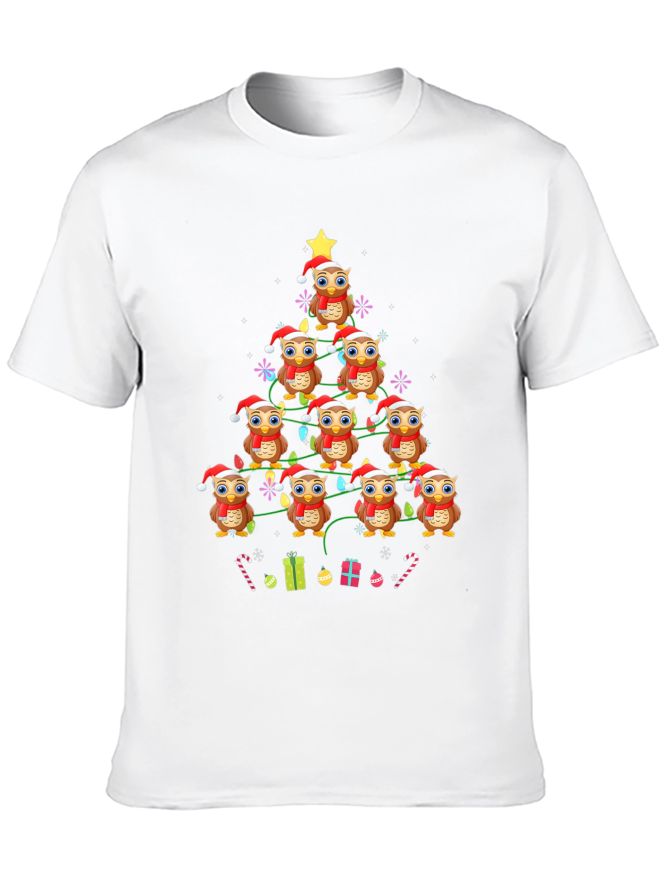 Owl Christmas Tree Graphic T-Shirt