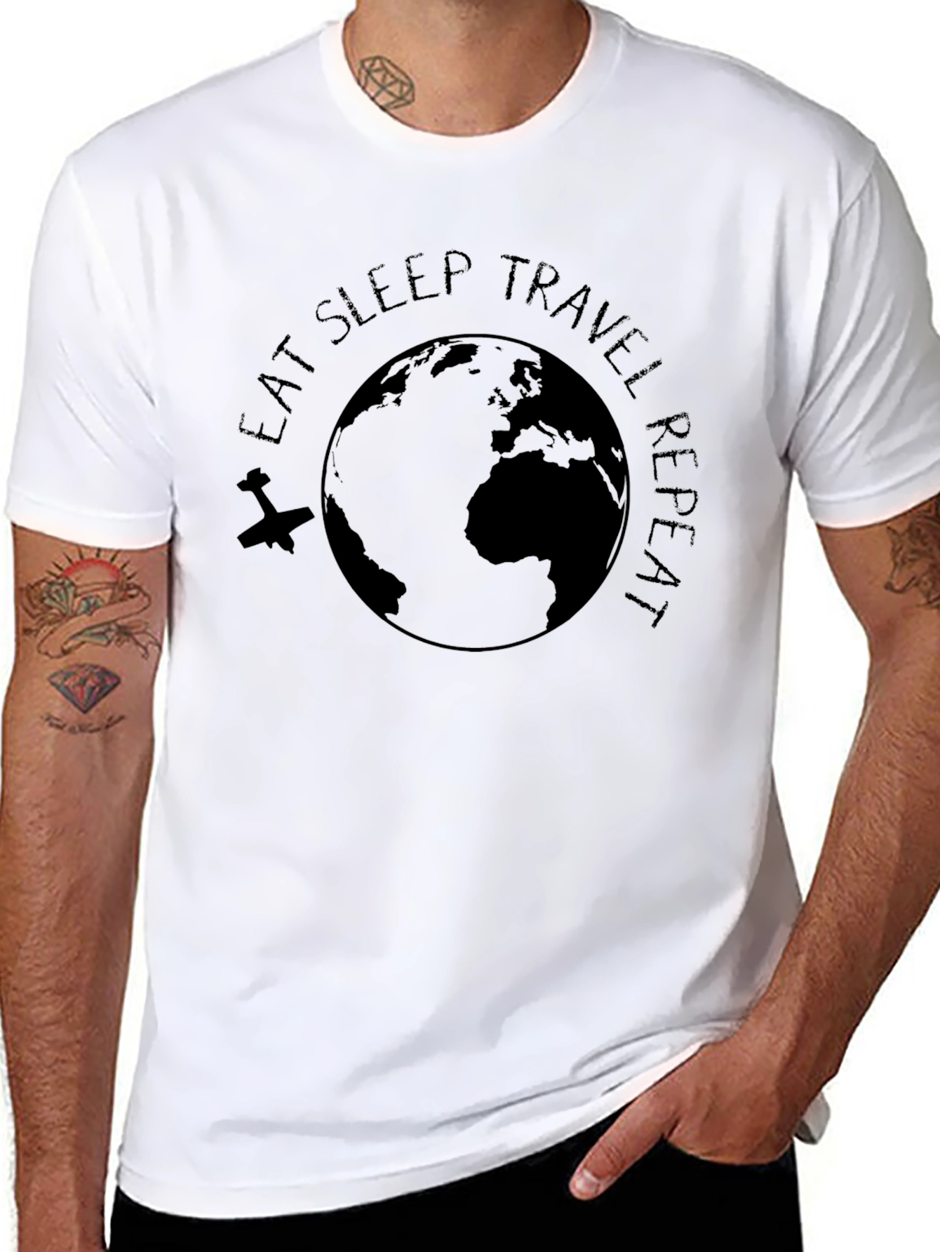 Eat Sleep Travel Repeat Graphic Tee