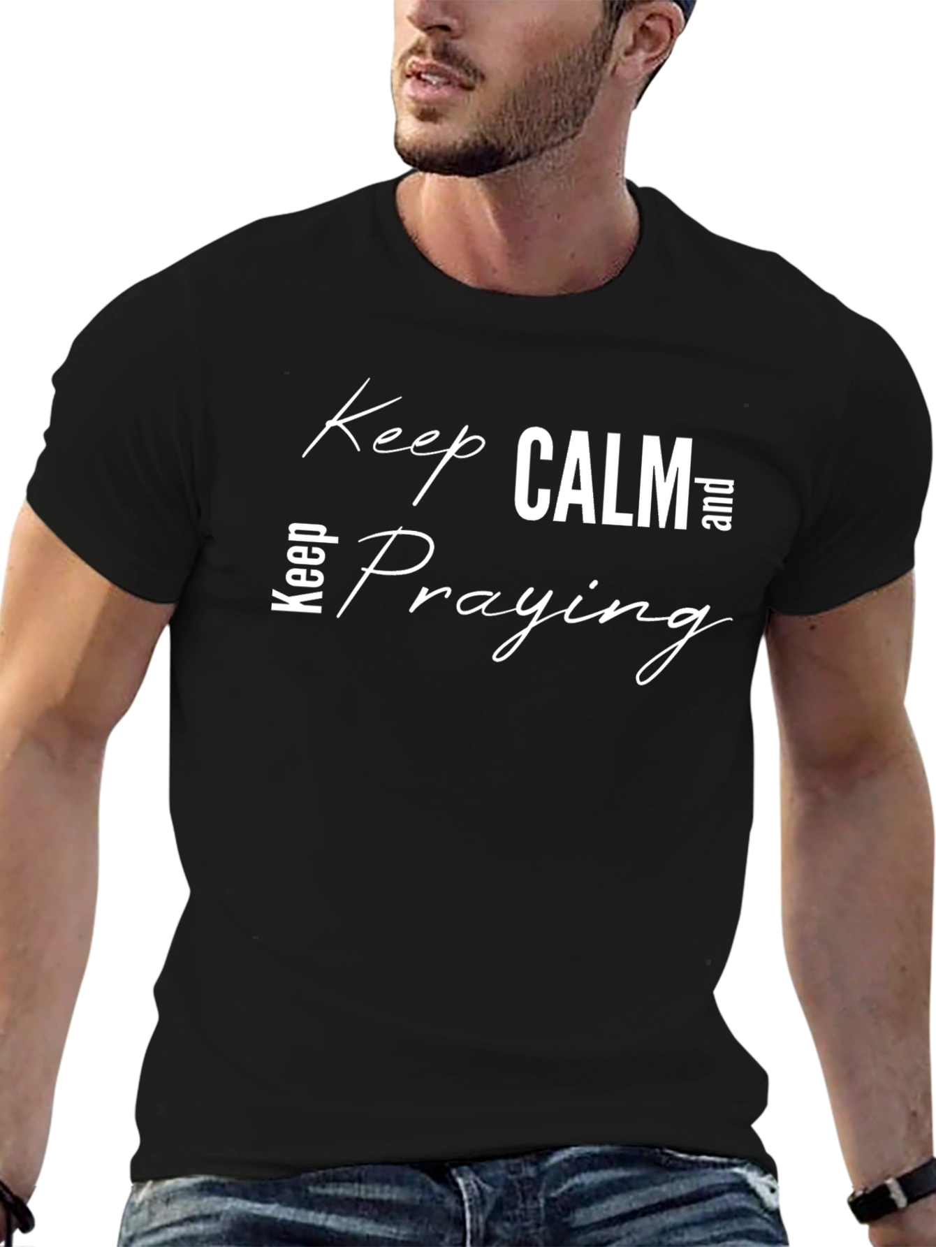 Keep Calm & Praying Black T-Shirt