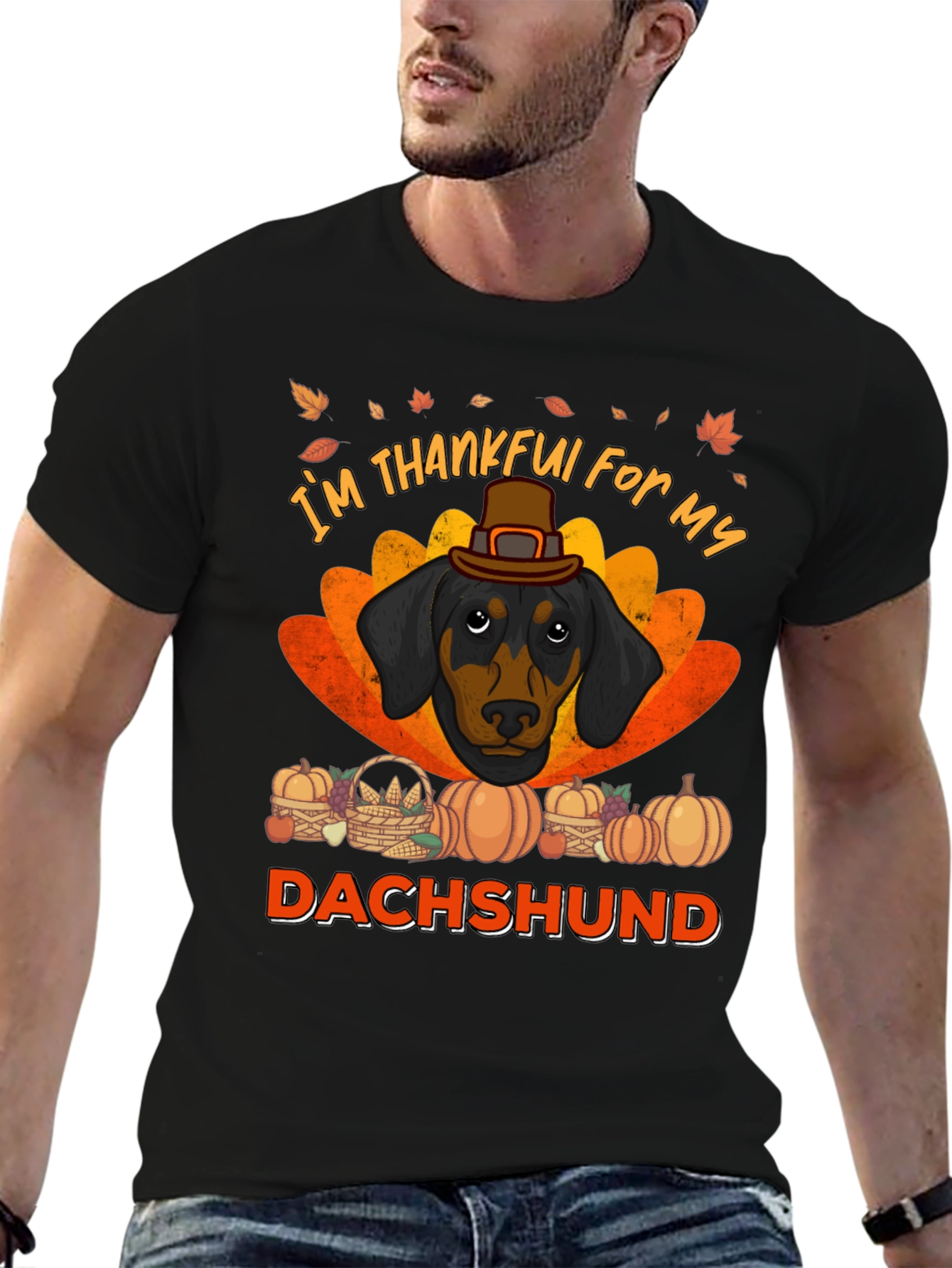 Thankful Dachshund T-Shirt - Thanksgiving Dog Tee