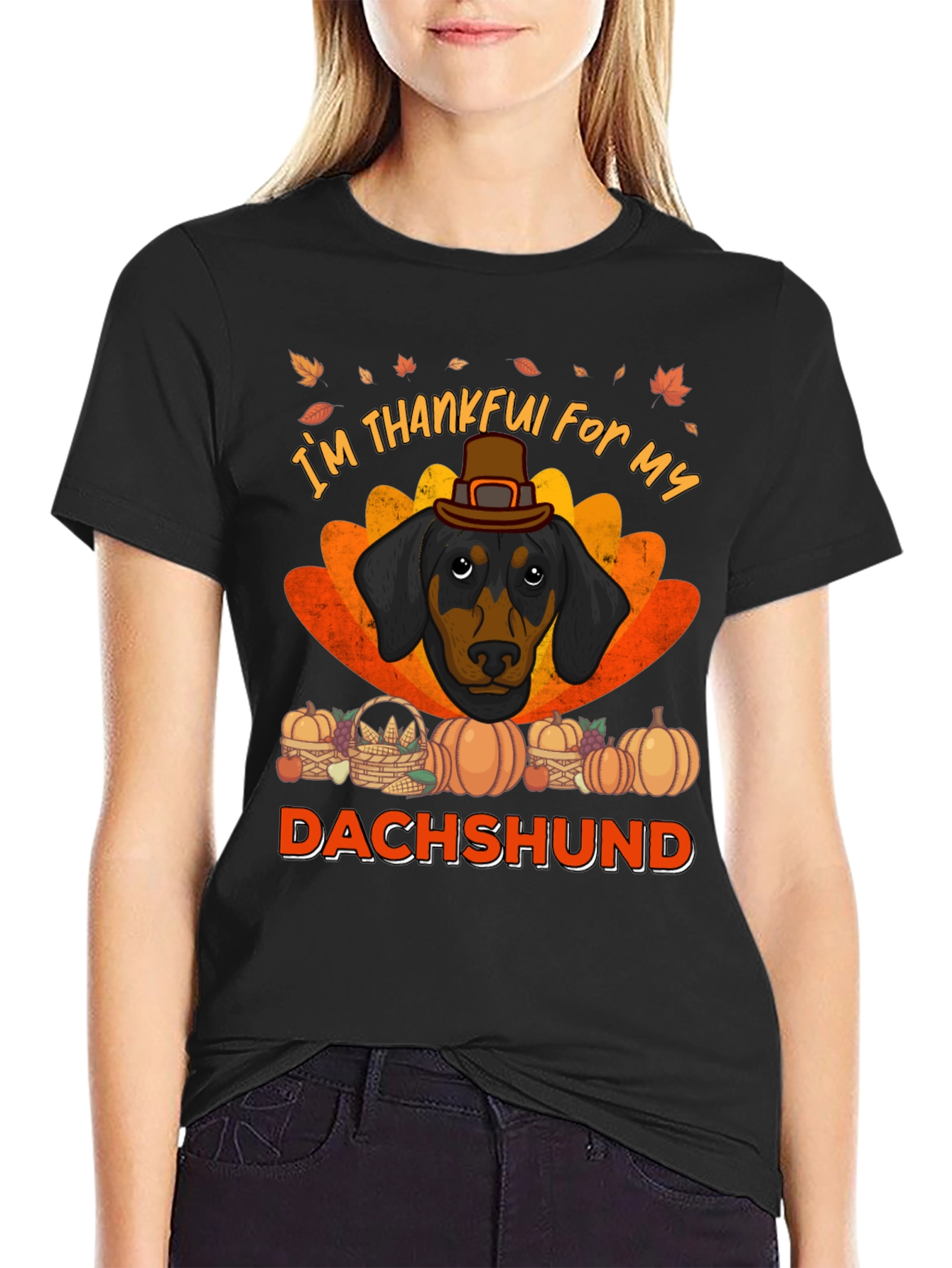 Thankful Dachshund T-Shirt - Thanksgiving Dog Tee