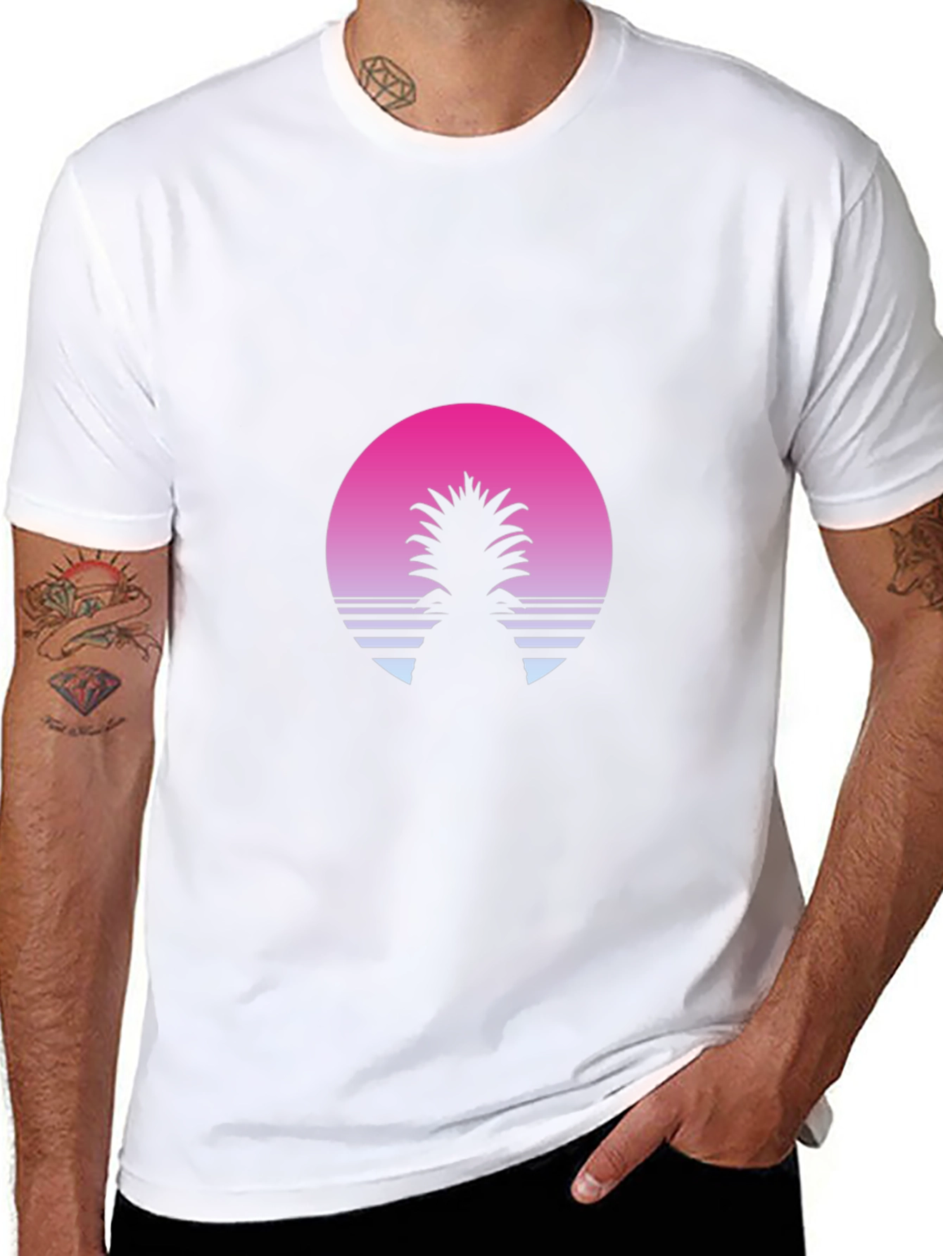 Retro Pineapple Sunset T-Shirt - Black