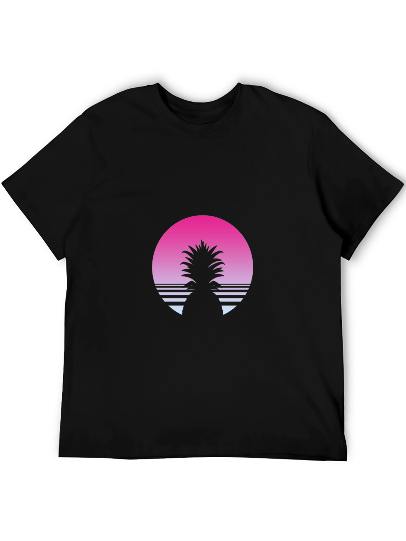 Retro Pineapple Sunset T-Shirt - Black