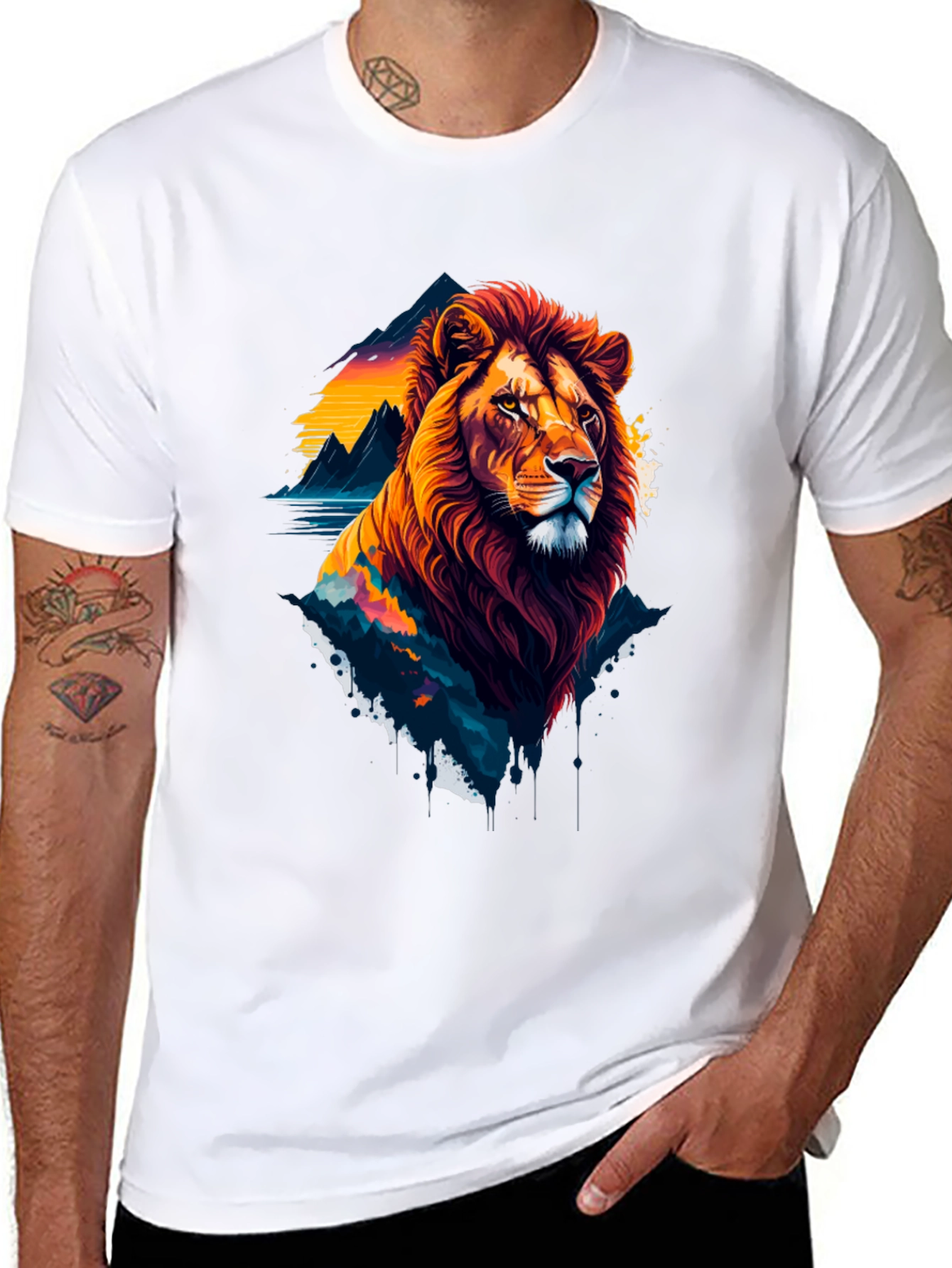 Lion Graphic T-Shirt - Bold Wildlife Design