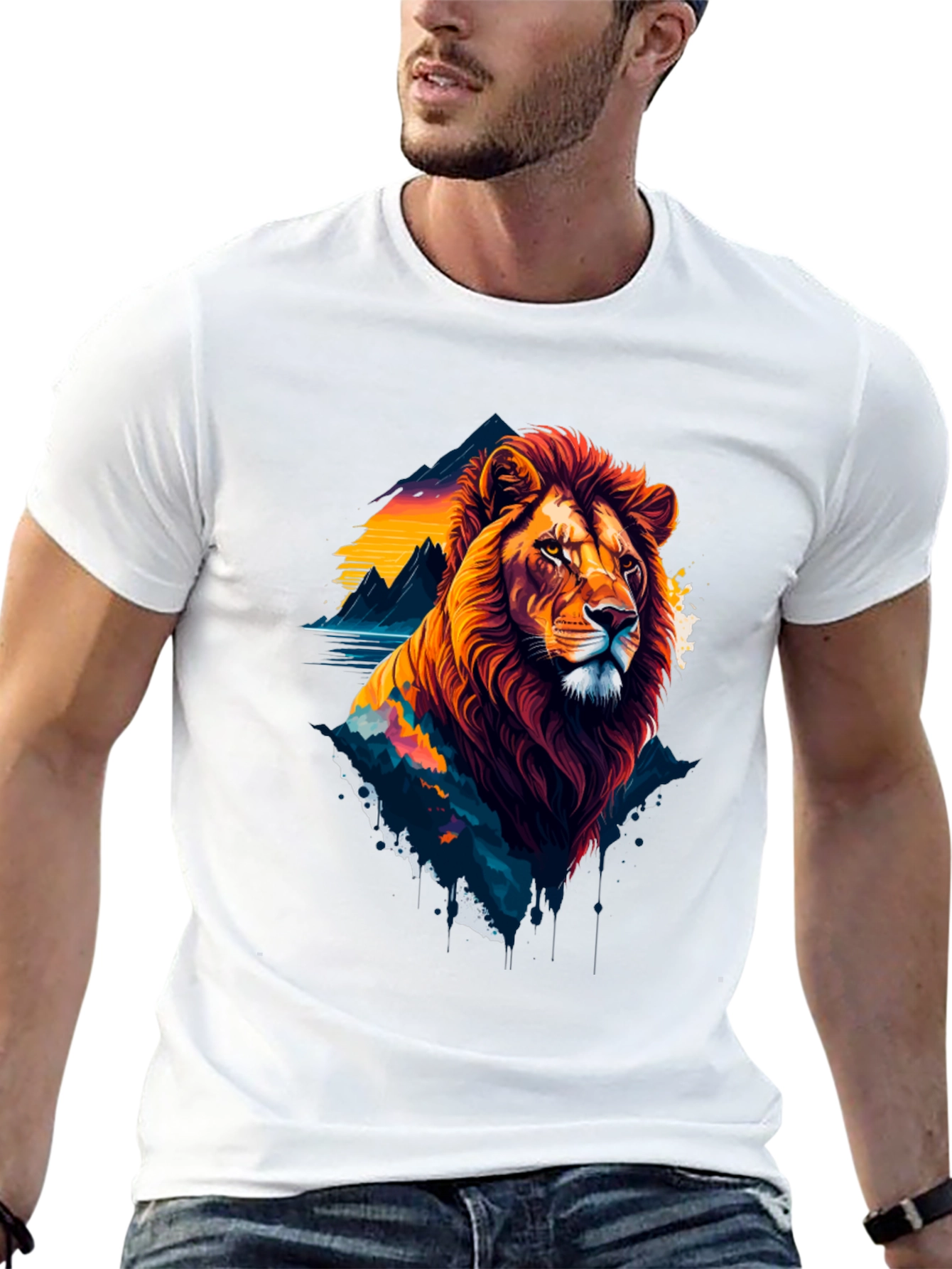 Lion Graphic T-Shirt - Bold Wildlife Design