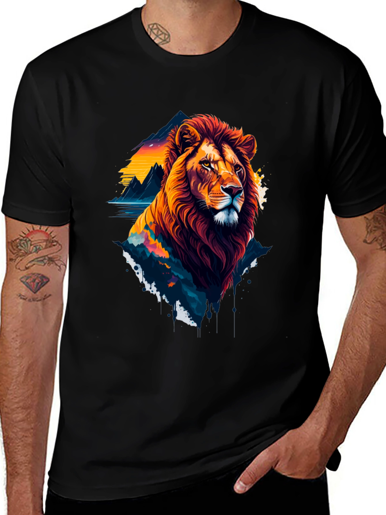 Lion Graphic T-Shirt - Bold Wildlife Design