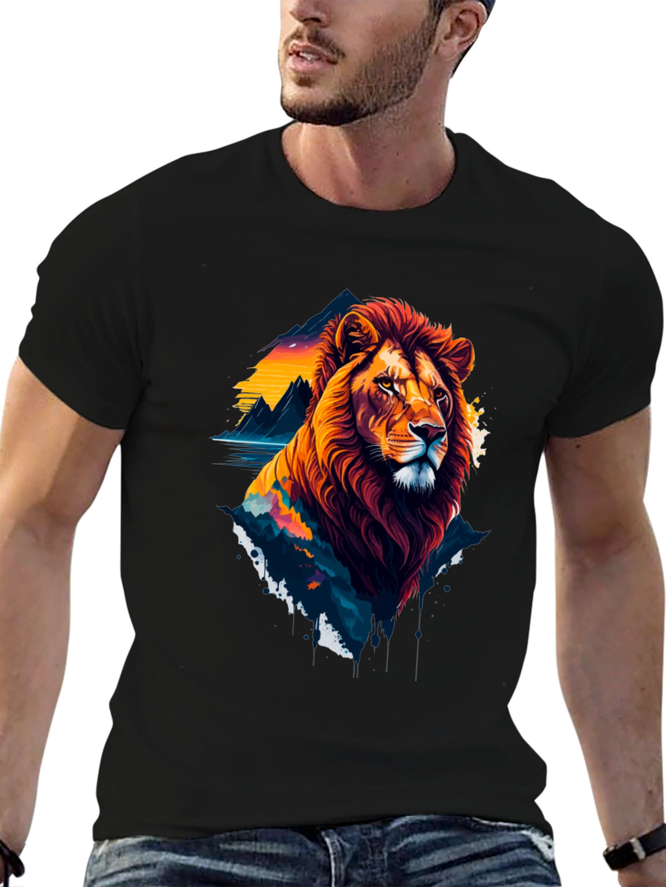 Lion Graphic T-Shirt - Bold Wildlife Design