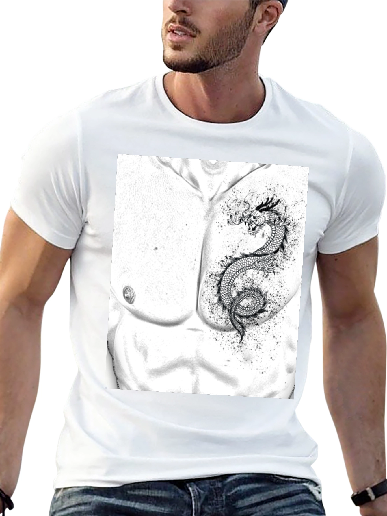 Dragon Chest Graphic Black T-Shirt