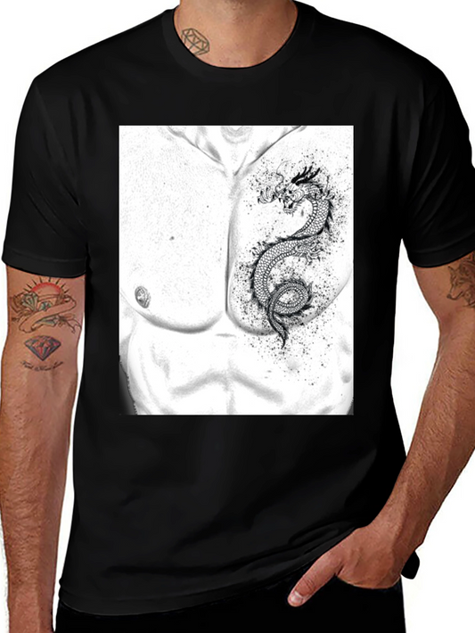 Dragon Chest Graphic Black T-Shirt