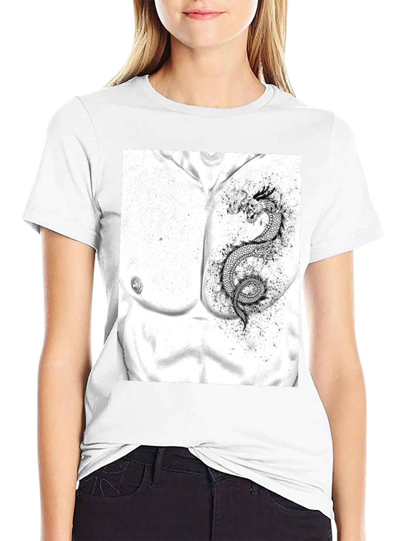 Dragon Chest Graphic Black T-Shirt