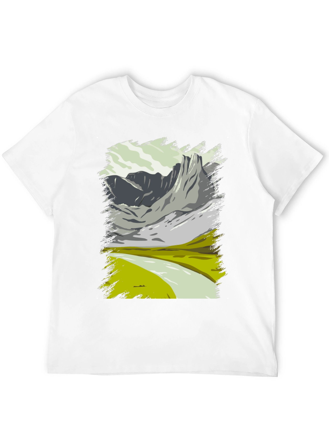 Mountain Landscape Graphic Tee - Black Cotton T-Shirt