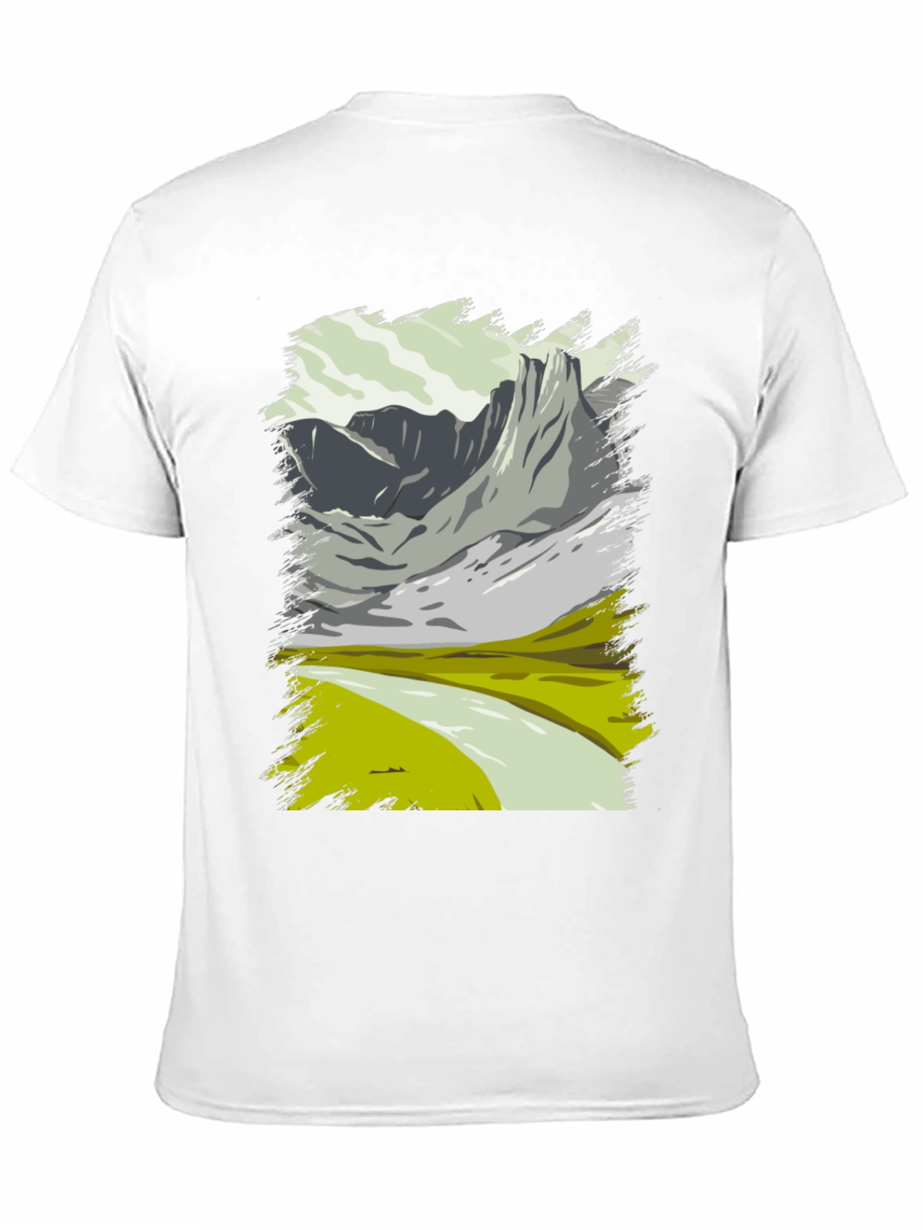 Mountain Landscape Graphic Tee - Black Cotton T-Shirt