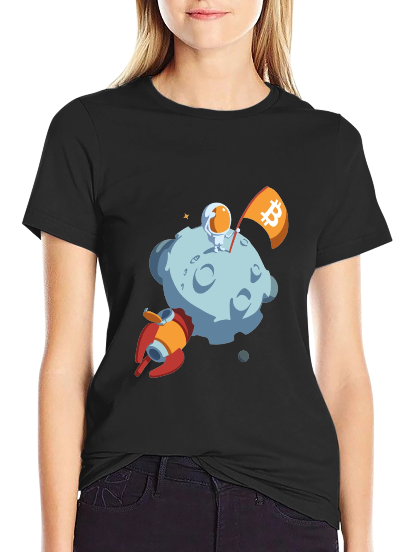 Bitcoin Astronaut Moon Landing T-Shirt