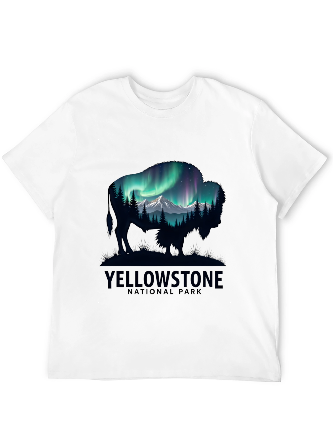 Yellowstone Bison Aurora Mens T-Shirt