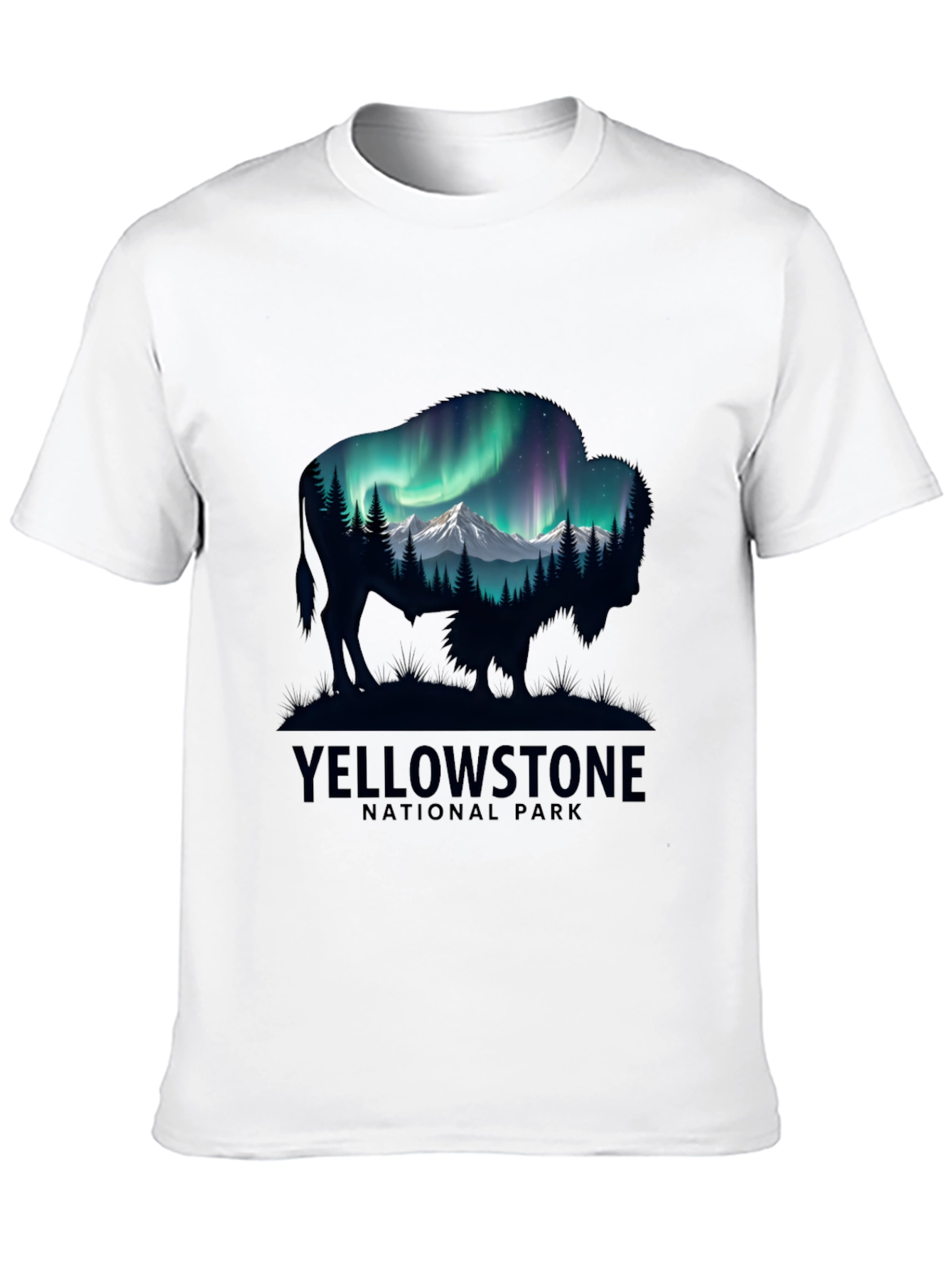 Yellowstone Bison Aurora Mens T-Shirt