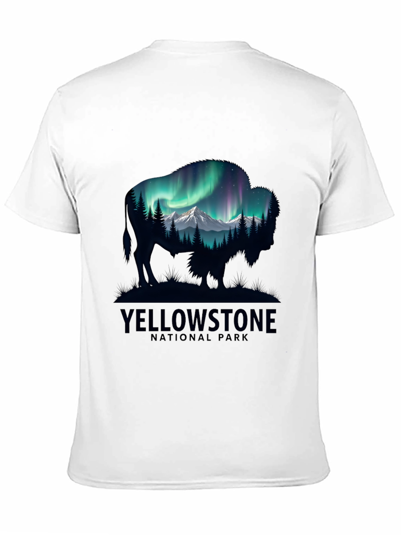 Yellowstone Bison Aurora Mens T-Shirt