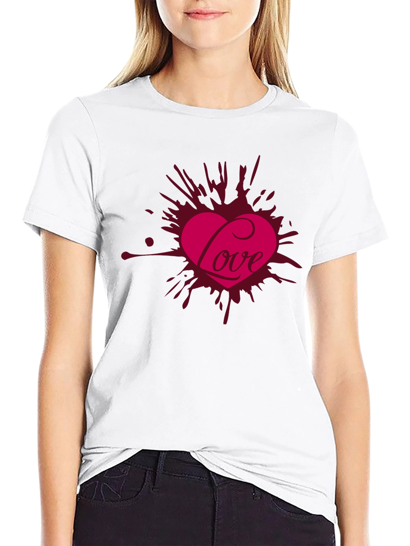 Love Heart Graphic Print Tee - Valentines Day