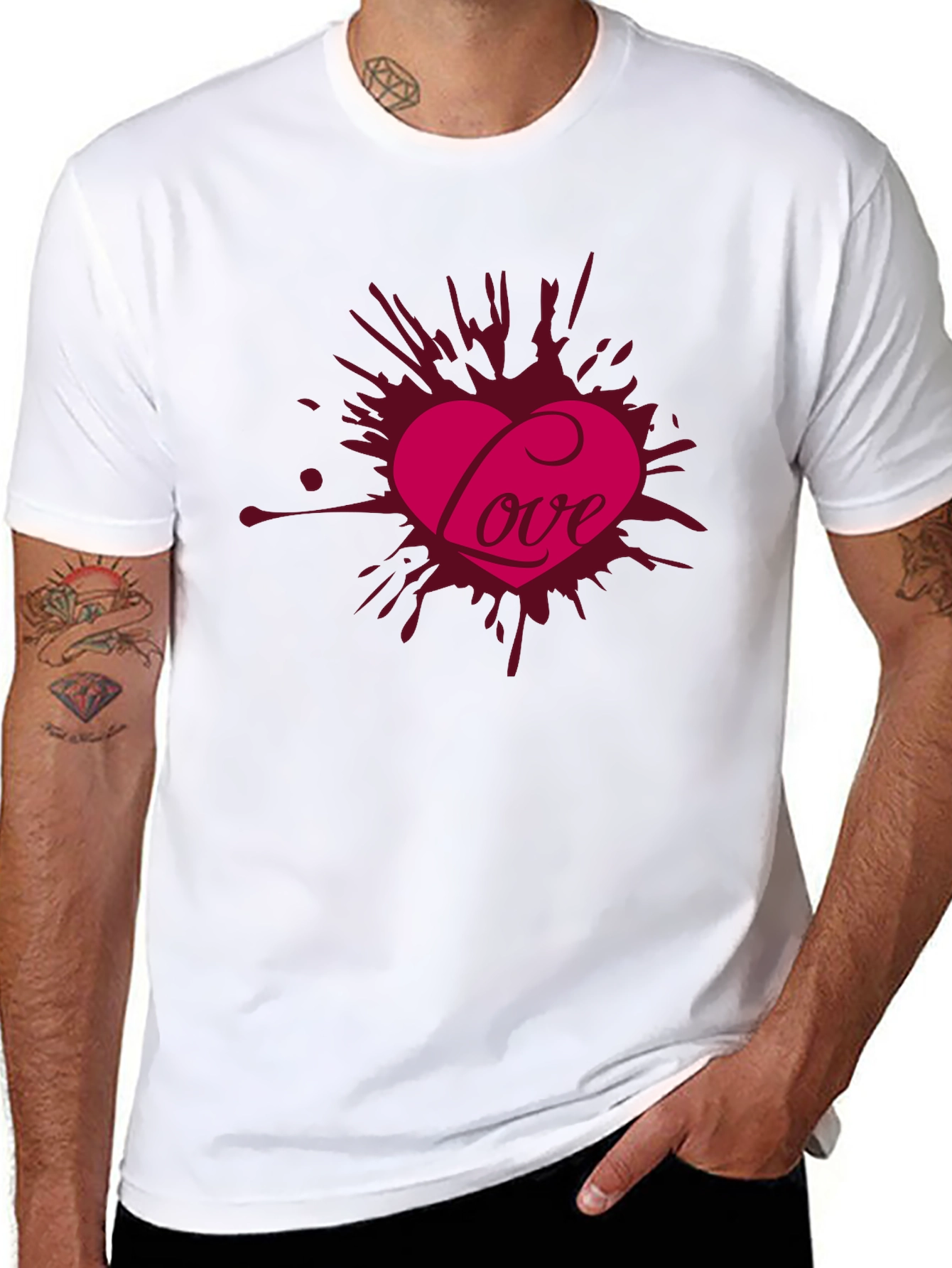 Love Heart Graphic Print Tee - Valentines Day