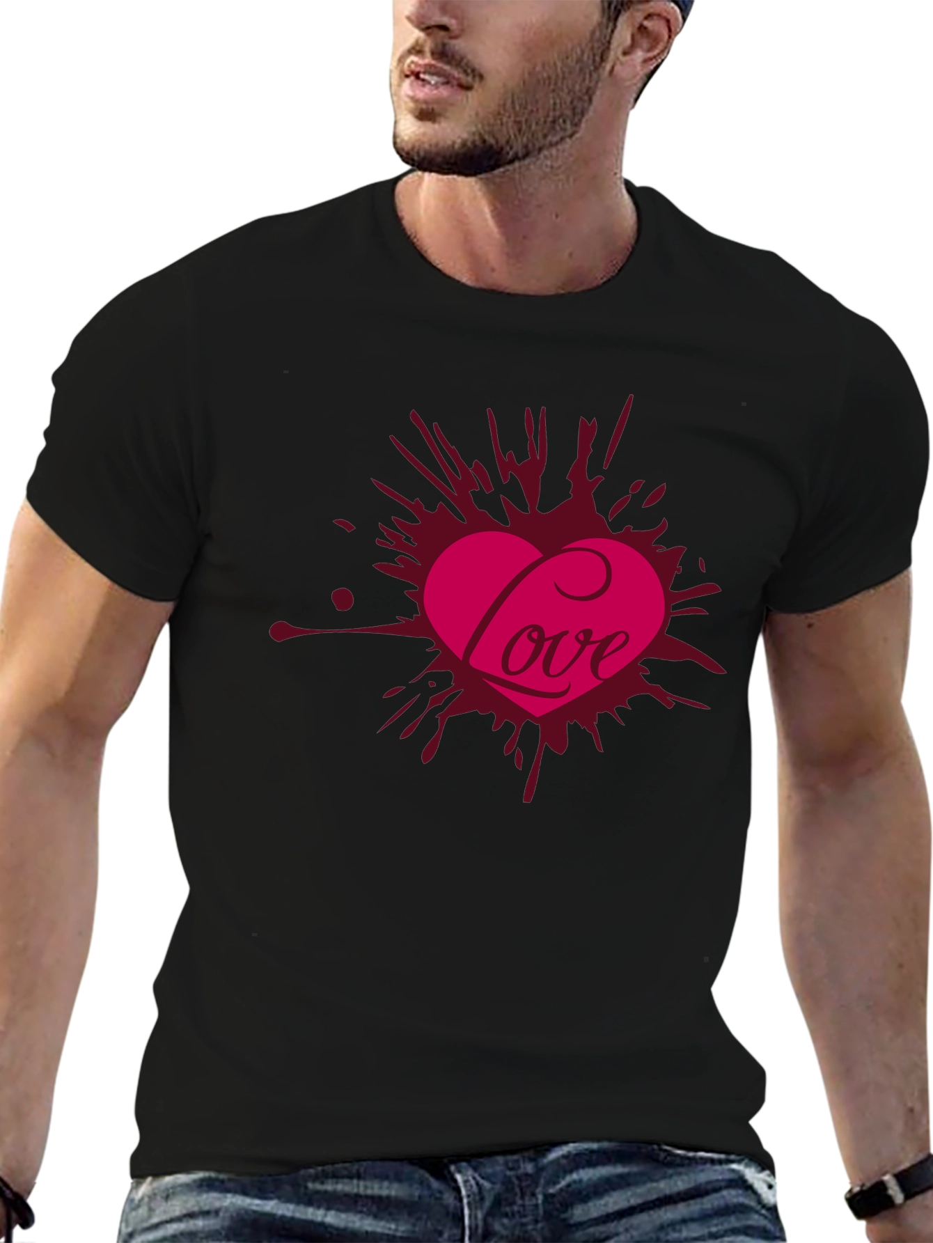 Love Heart Graphic Print Tee - Valentines Day