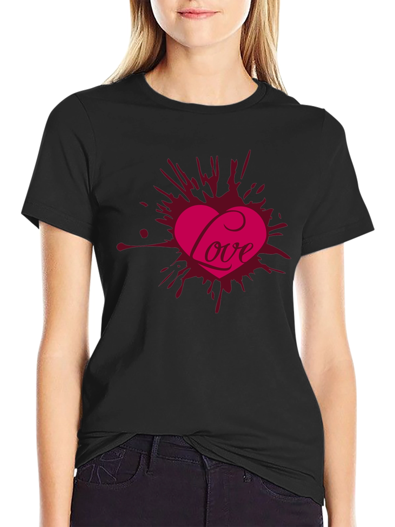 Love Heart Graphic Print Tee - Valentines Day