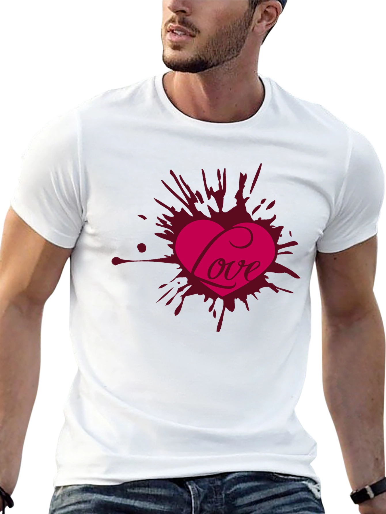 Love Heart Graphic Print Tee - Valentines Day