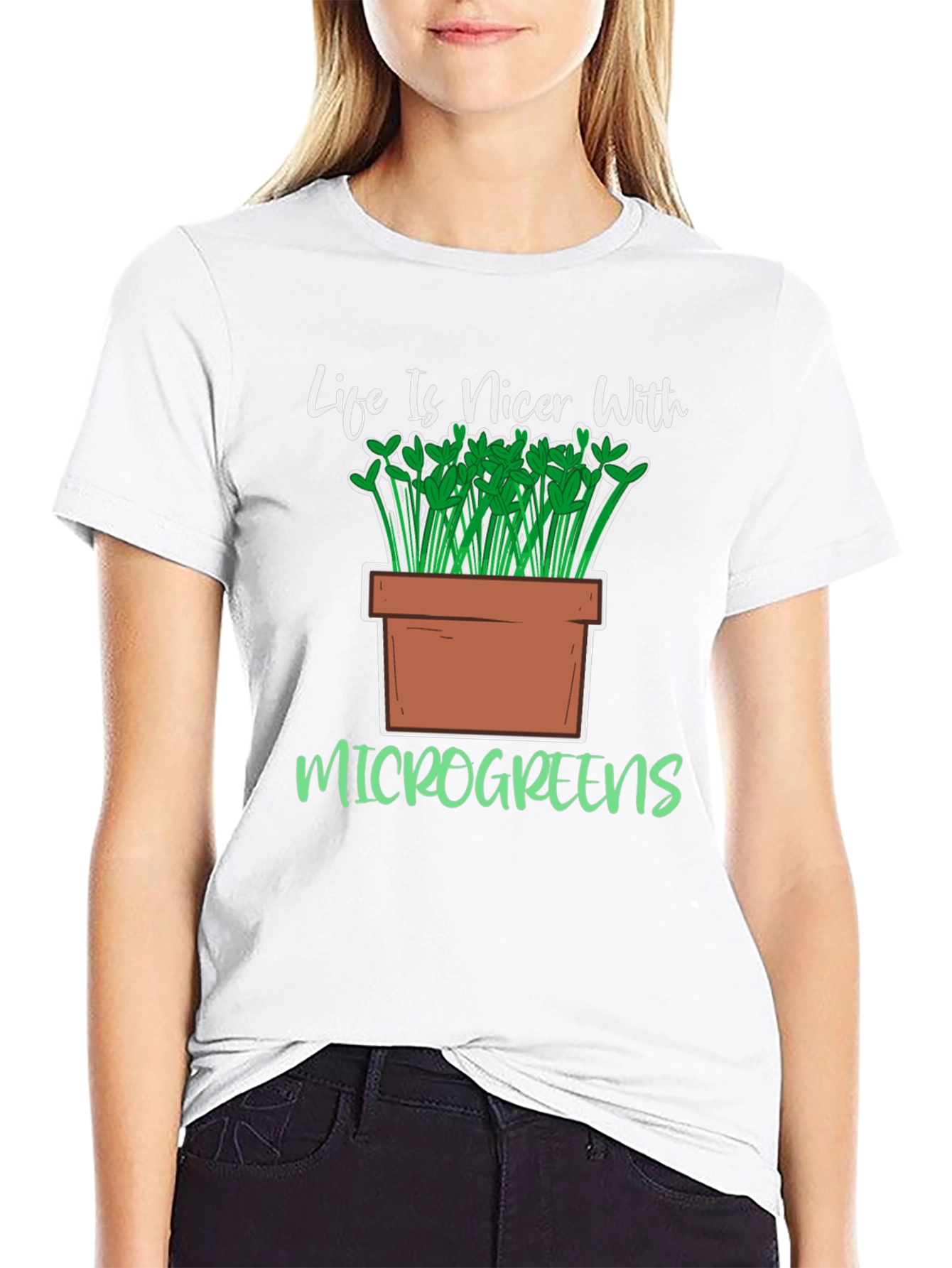 Life Is Nicer With Microgreens Black T-Shirt