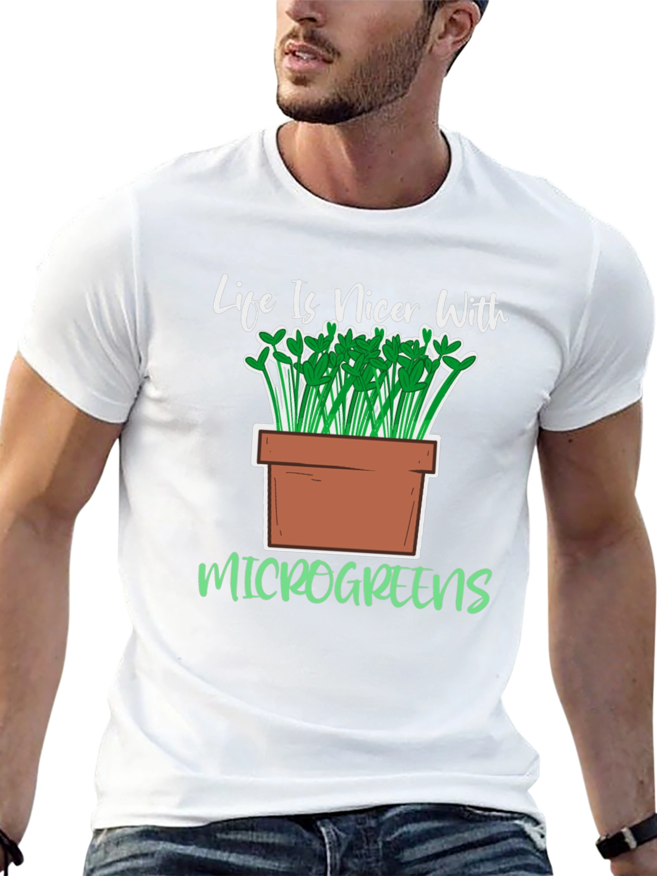 Life Is Nicer With Microgreens Black T-Shirt