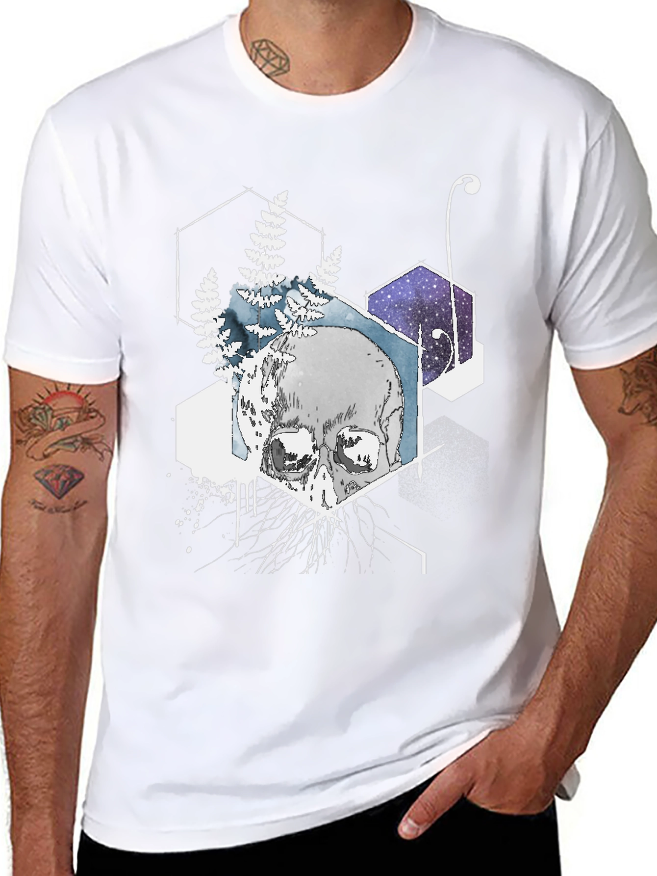 Geometric Skull T-Shirt - Black Graphic Tee