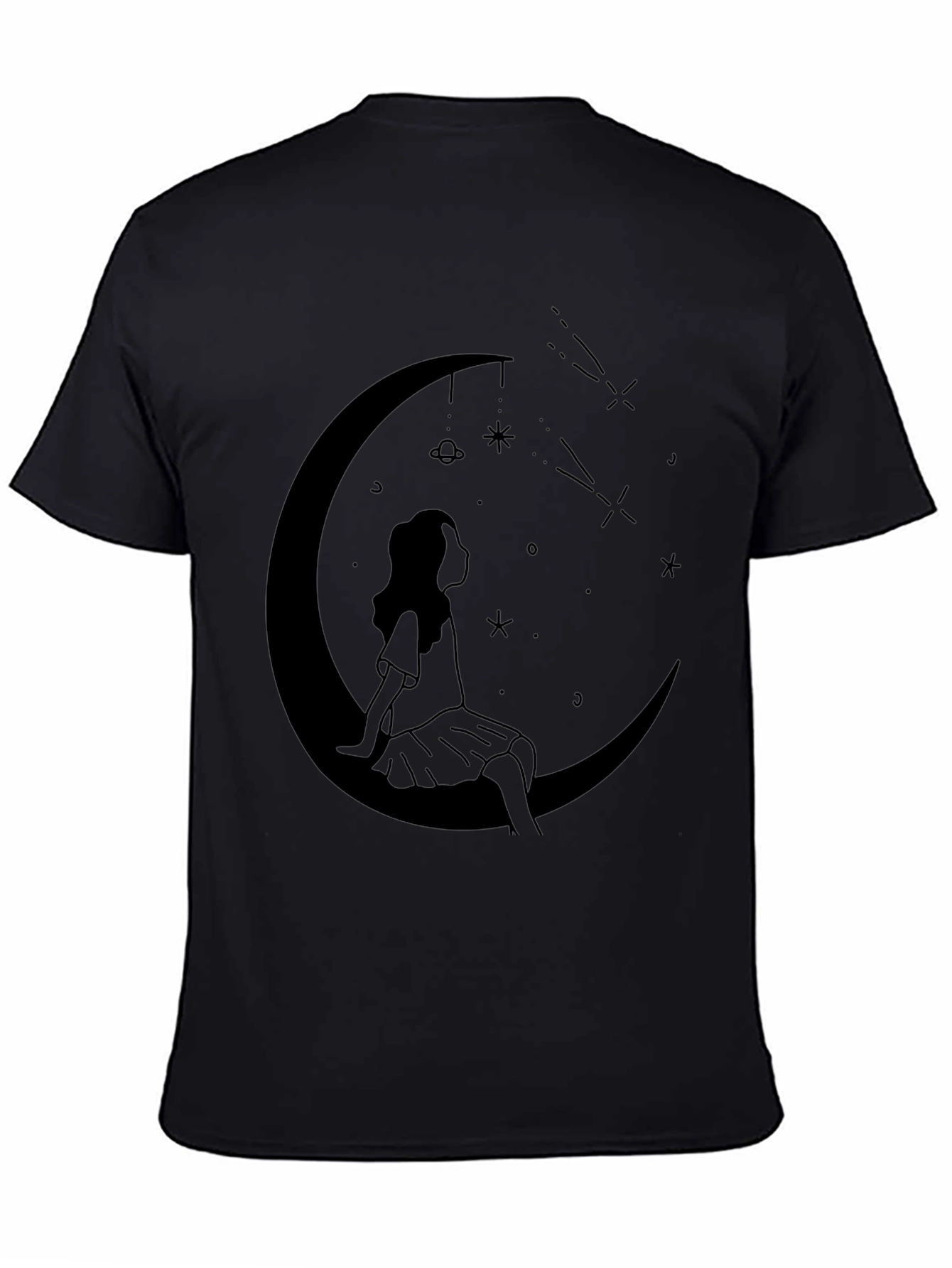 Celestial Dreams Black T-Shirt - Moon Child Design