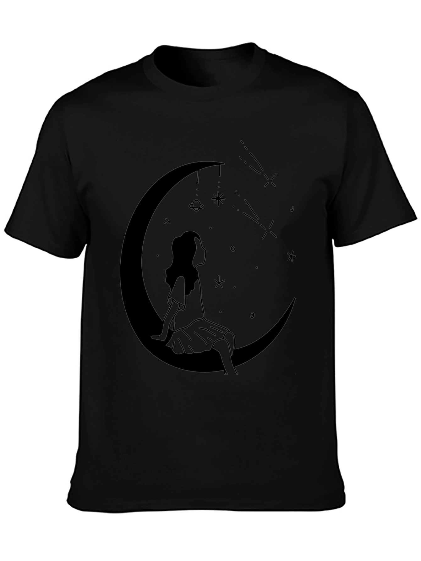 Celestial Dreams Black T-Shirt - Moon Child Design