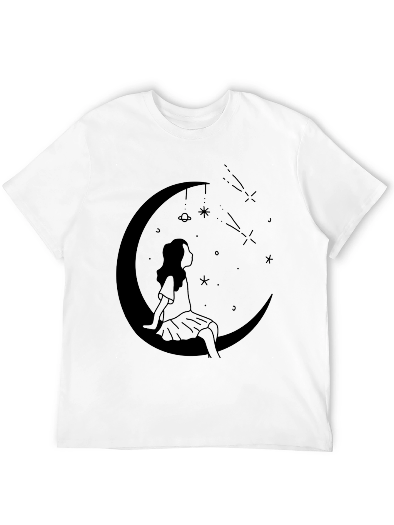 Celestial Dreams Black T-Shirt - Moon Child Design