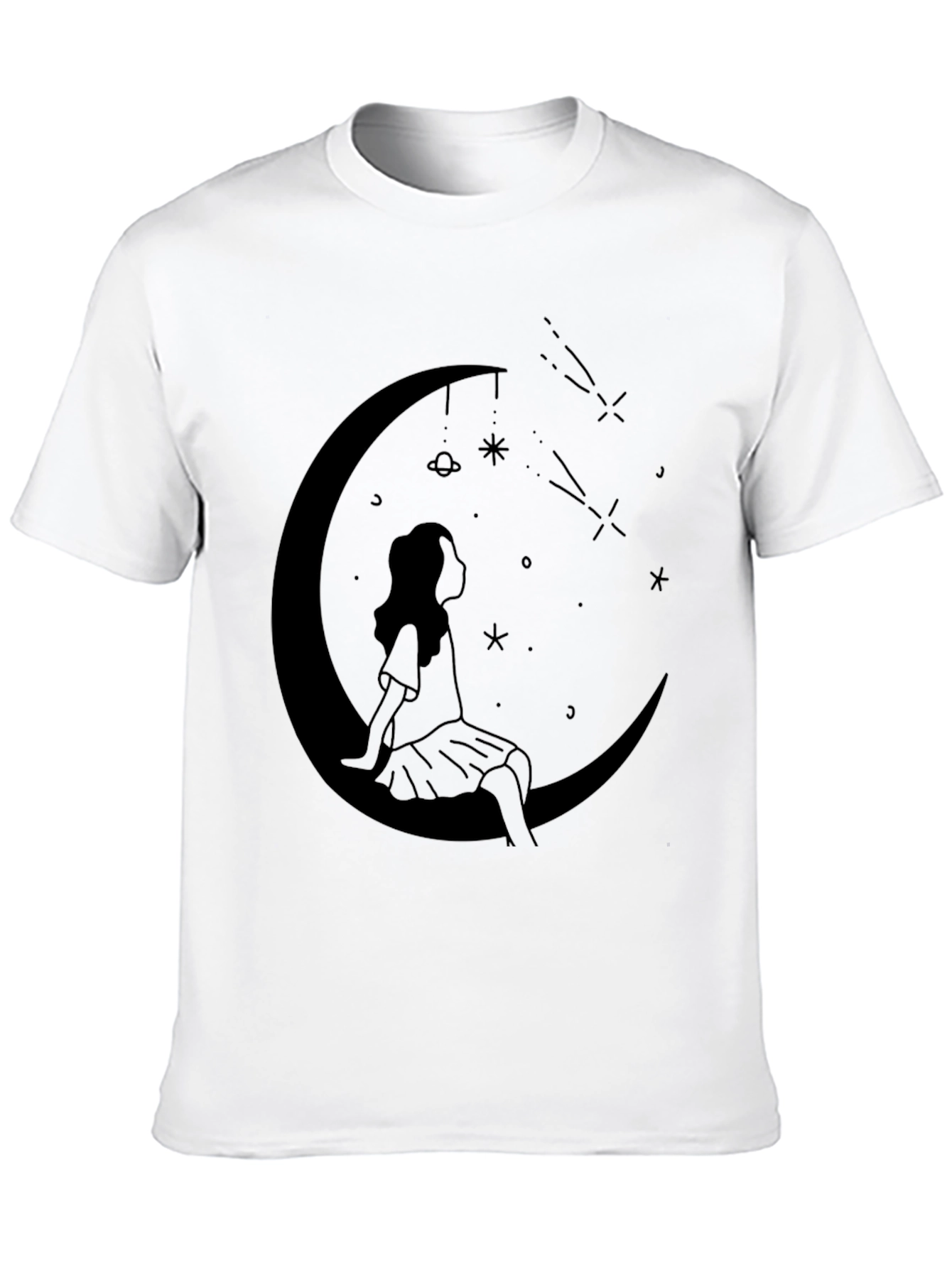 Celestial Dreams Black T-Shirt - Moon Child Design