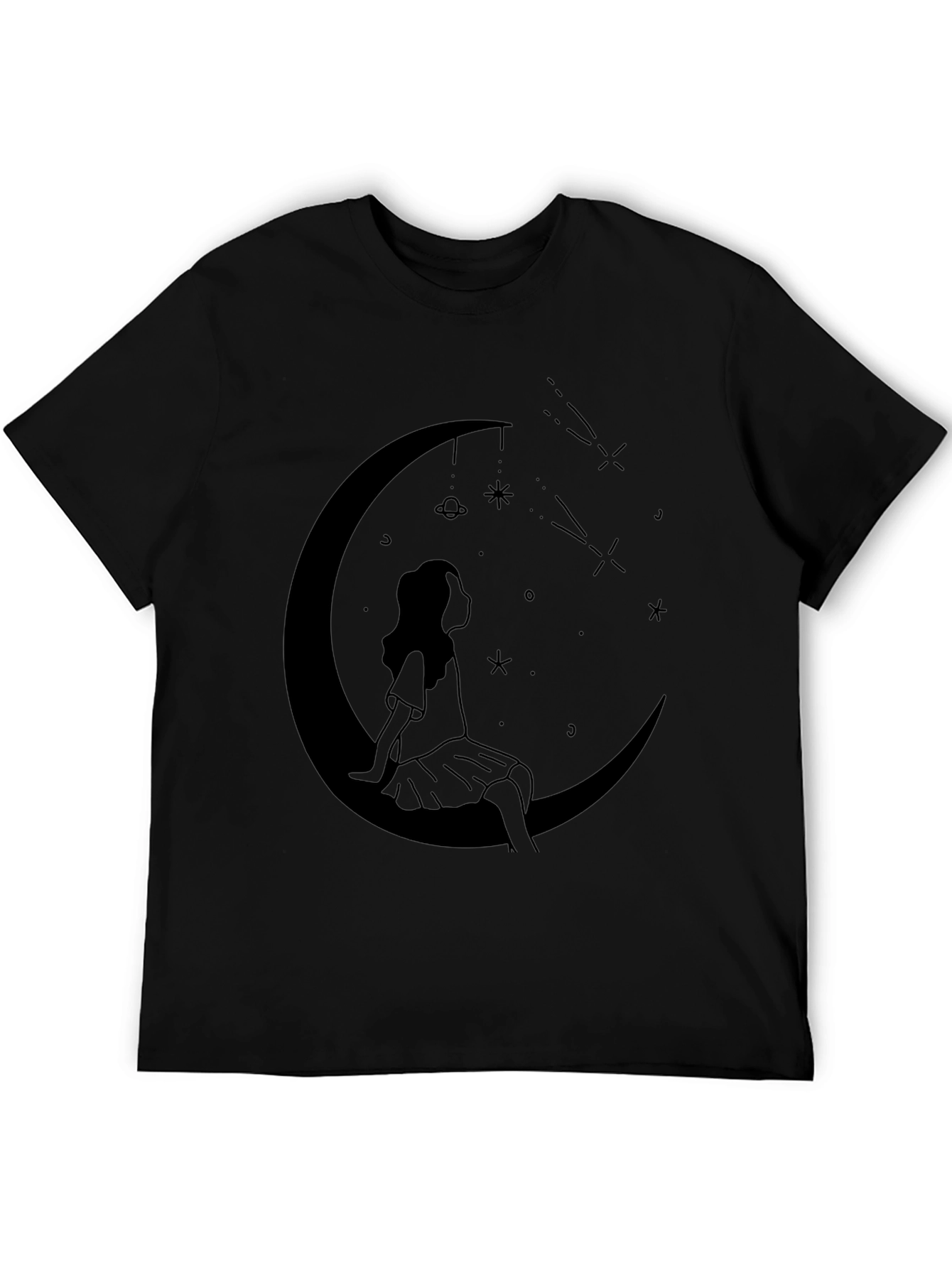 Celestial Dreams Black T-Shirt - Moon Child Design