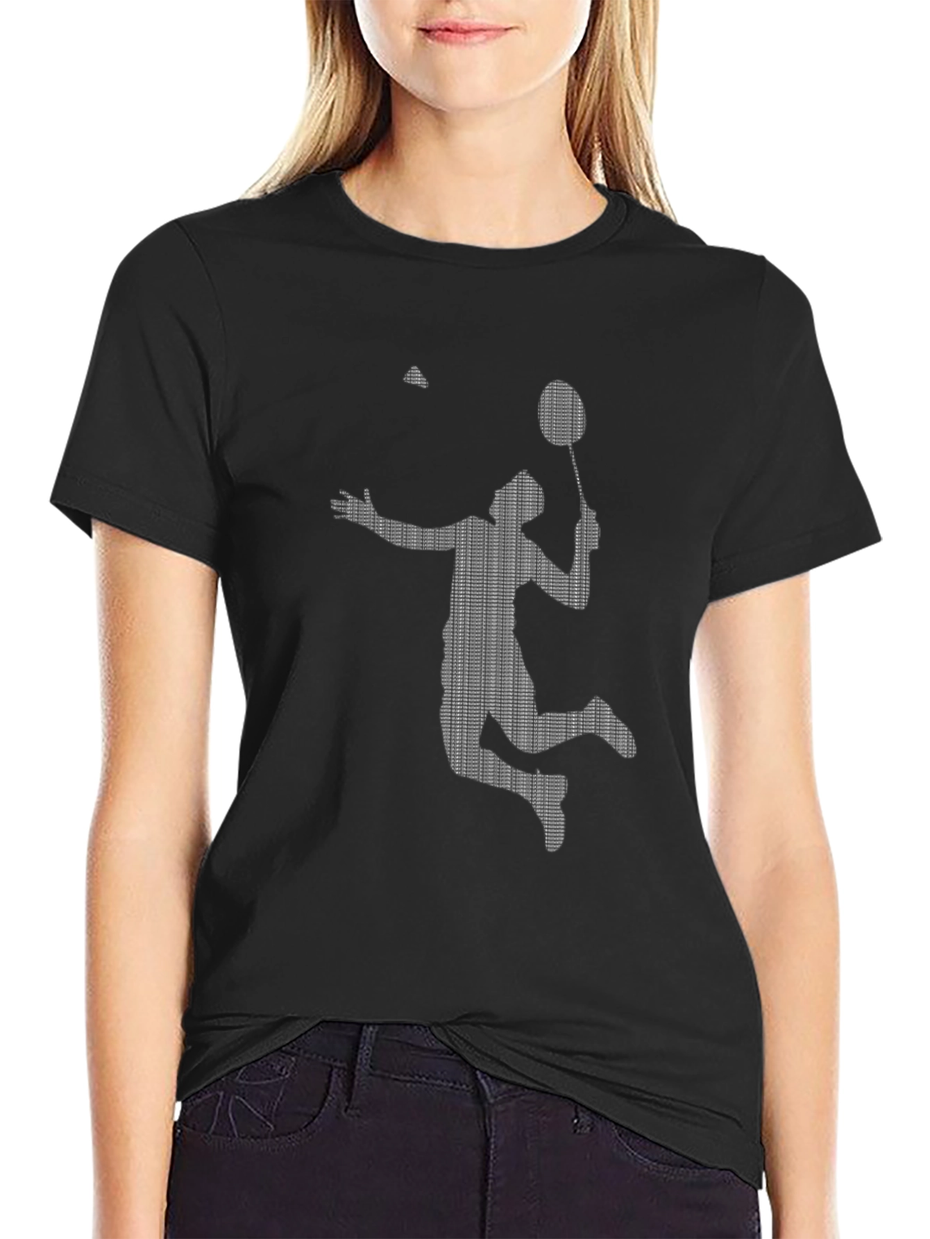 Badminton Smash Graphic Tee - Black