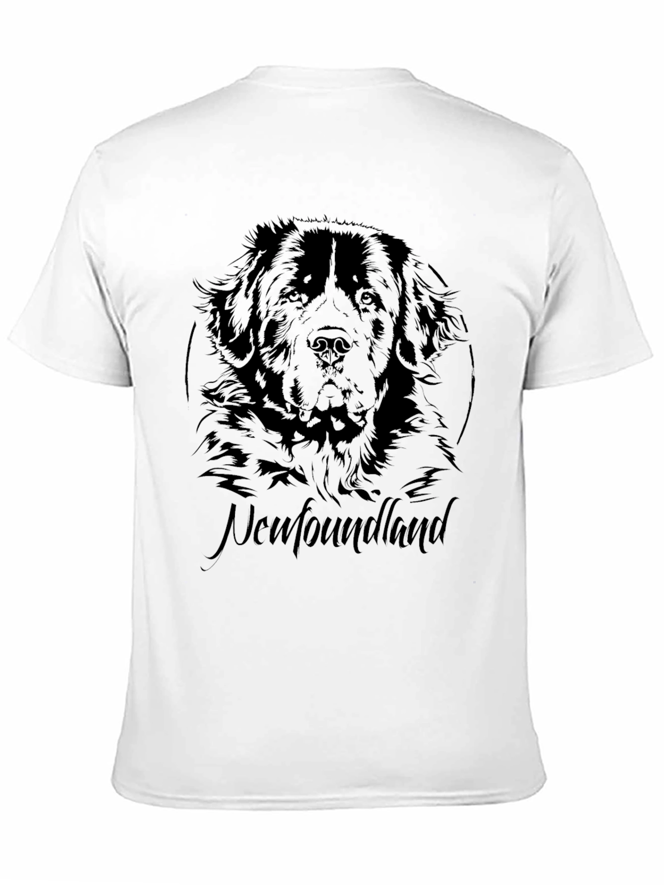 Newfoundland Dog Graphic Print Black T-Shirt