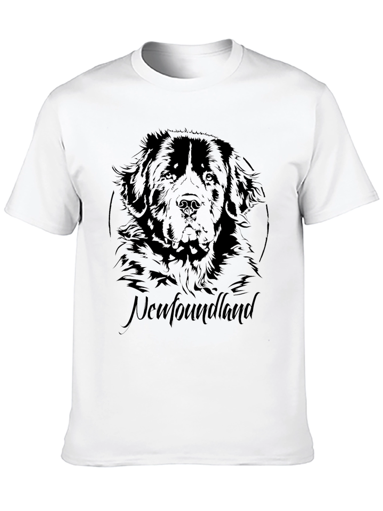 Newfoundland Dog Graphic Print Black T-Shirt