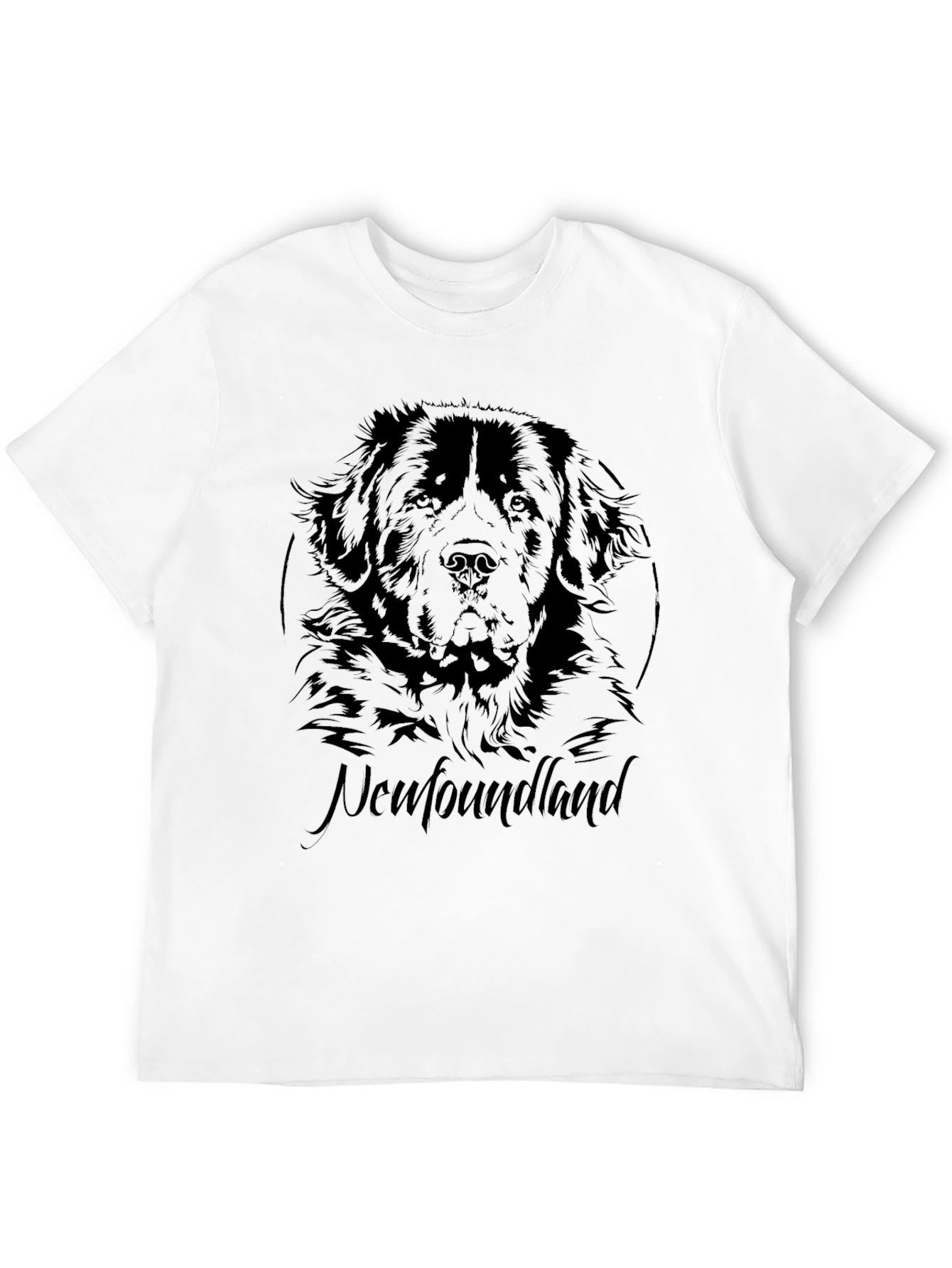 Newfoundland Dog Graphic Print Black T-Shirt